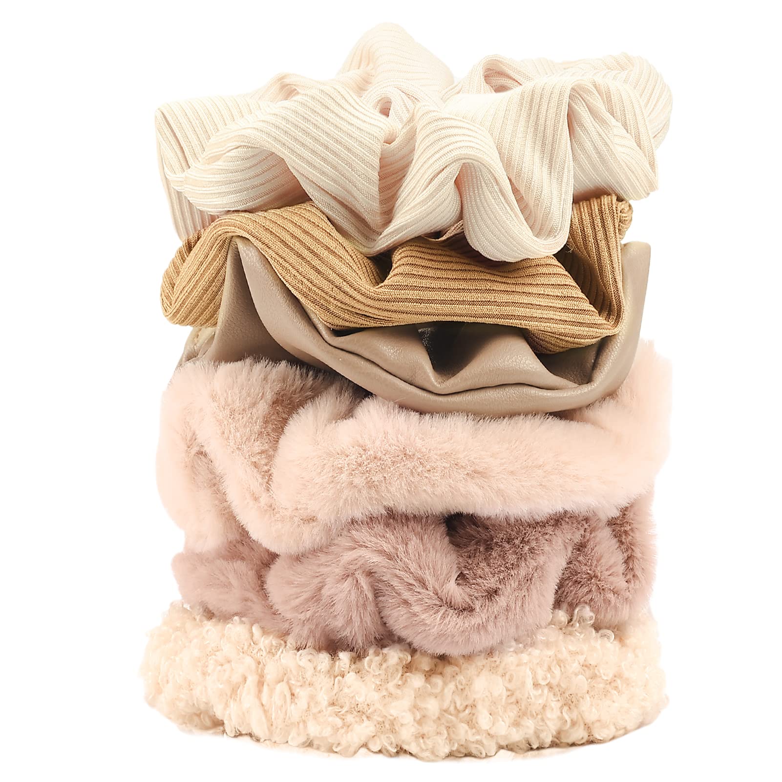 Matte Scrunchies for Hair 6PCS Velvet Scrunchies for Women Thick Hair Ultra Textured Soft Hair Bands Neutral Scrunchies Hair Acc