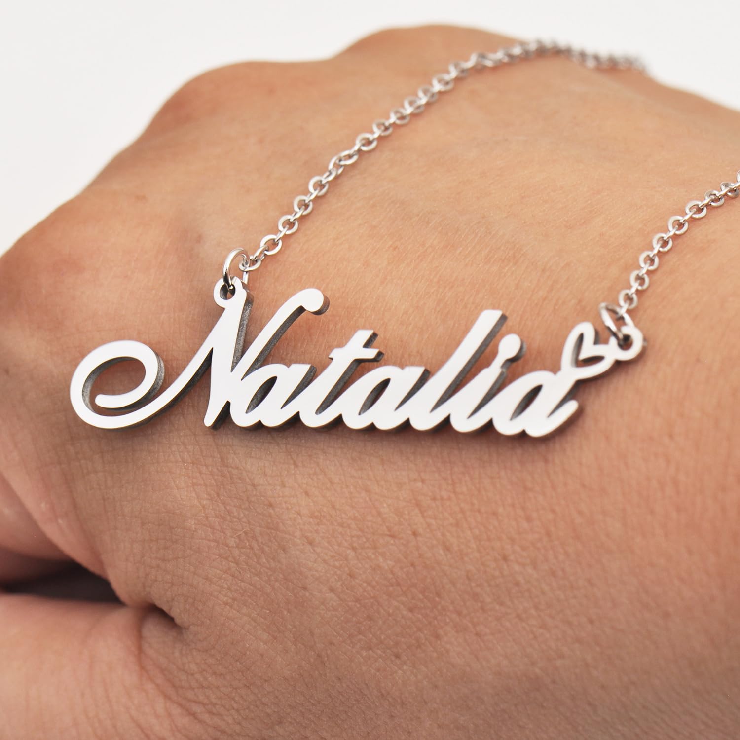 Aoloshow Stainless Steel Silver Serenity Heart Name Necklace Charm Pendant Jewelry for Mom Best Friends