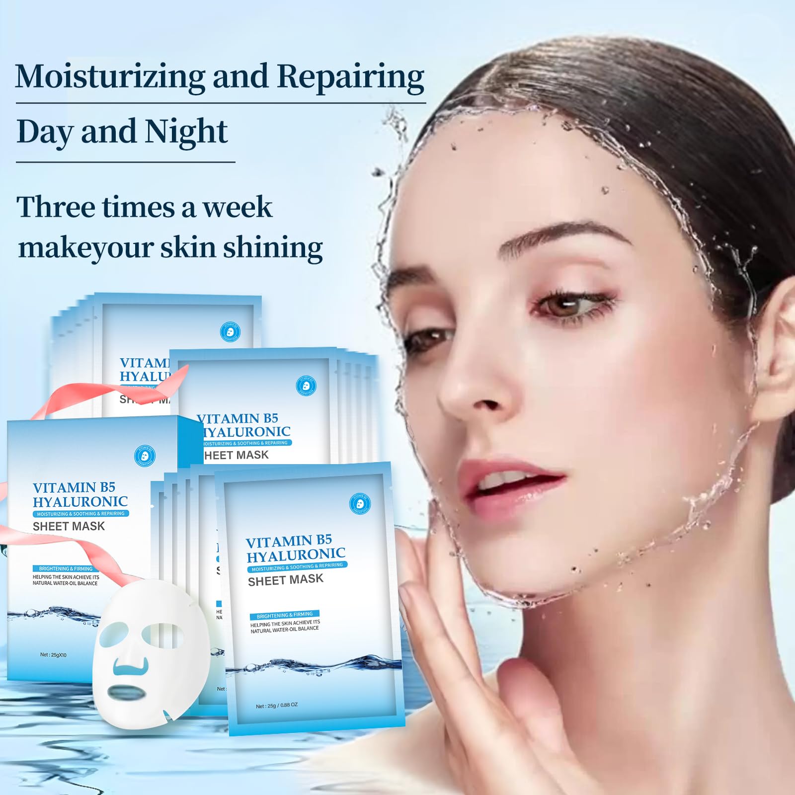 Moisturizing Face Mask Hydrating Face Mask Skin Care Facial Masks Sheets Hyaluronic Acid Sheet Pack With Vitamin B5 Sheet Masks