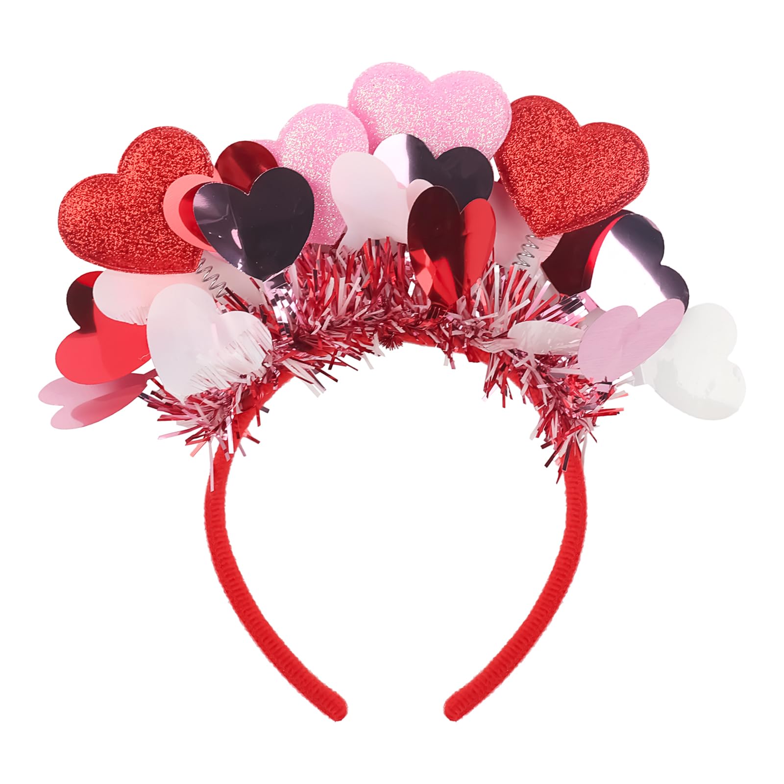 Valentine's Day Heart Headband Love Heart Hair Bands Glitter Red Pink Heart Shaped Head Boppers Hair Hoop Valentine's Day Hair A