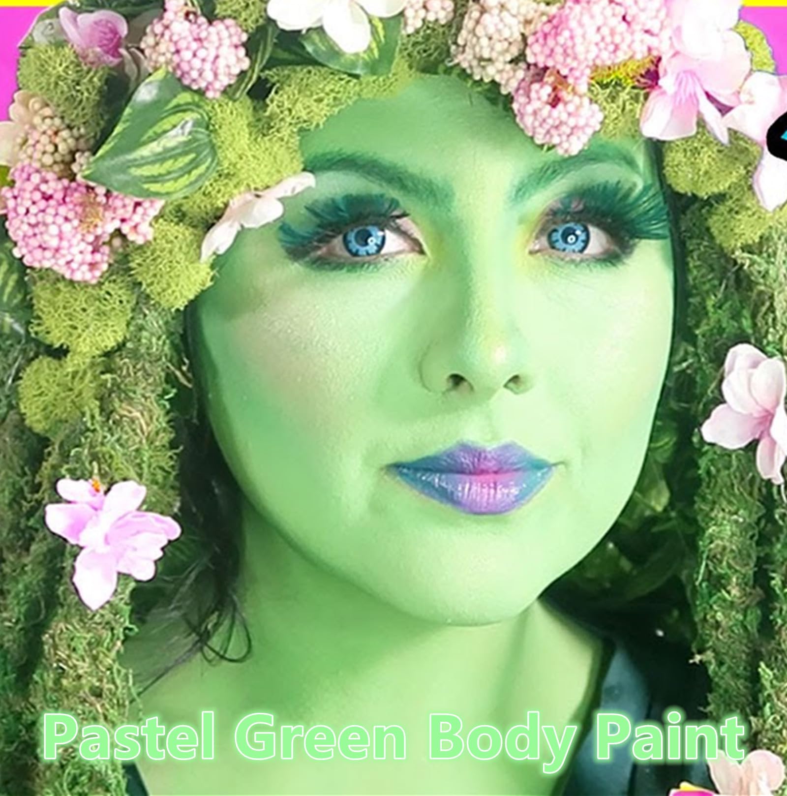 Go Ho Pastel Green Body Paint Washable(2.37 Oz,70 Ml),Water Based Cream Pastel Green Face Body Paint For Sfx Cosplay Costumes Fe
