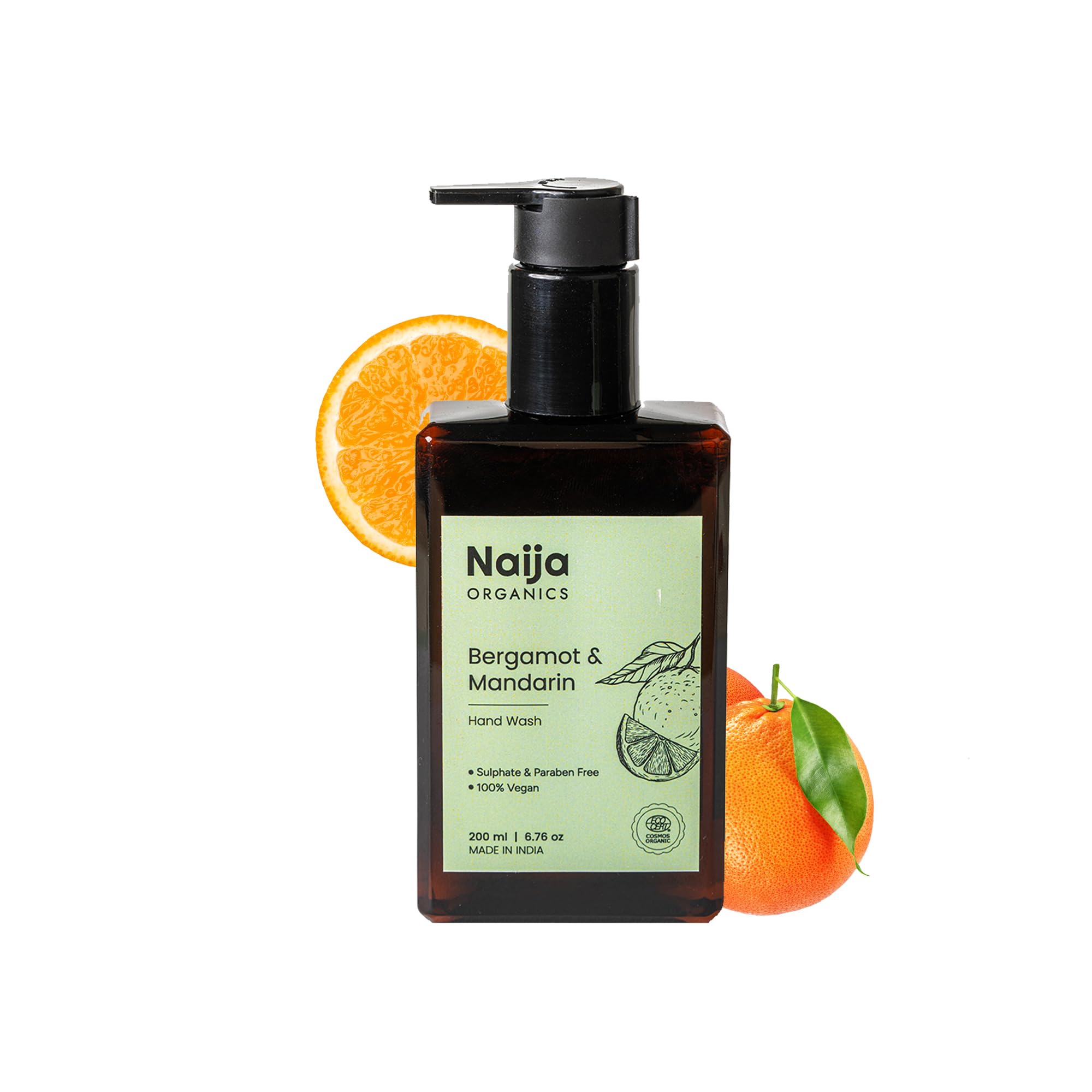 Naija Organics Gentle Natural Handwash Soap | Ecocert Certified Organic Bergamot & Mandarin Hand Wash | Deep Cleansing Hand Wash