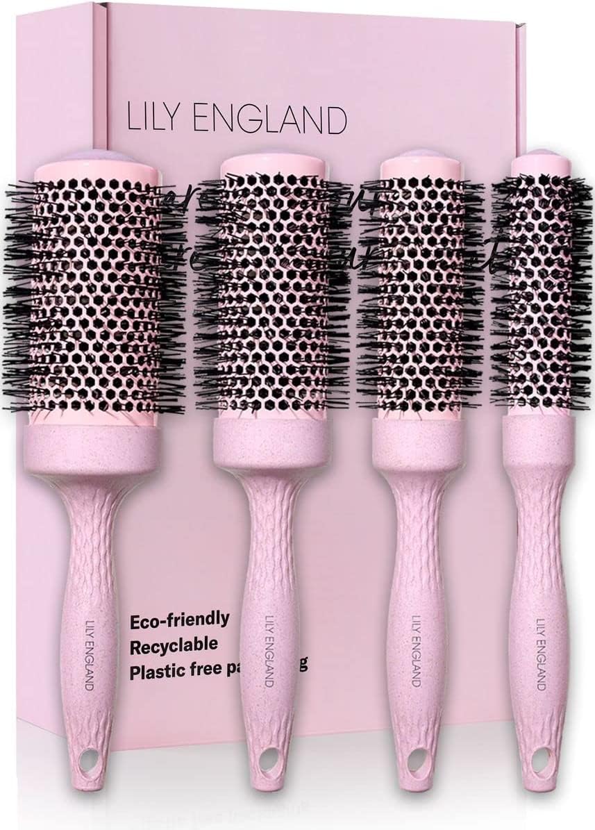 Round Brush Set for Women - Luxury Hair Brushes - Blowout Round Barrel Hairbrush for Blow Drying by Lily England - The Ideal gif
