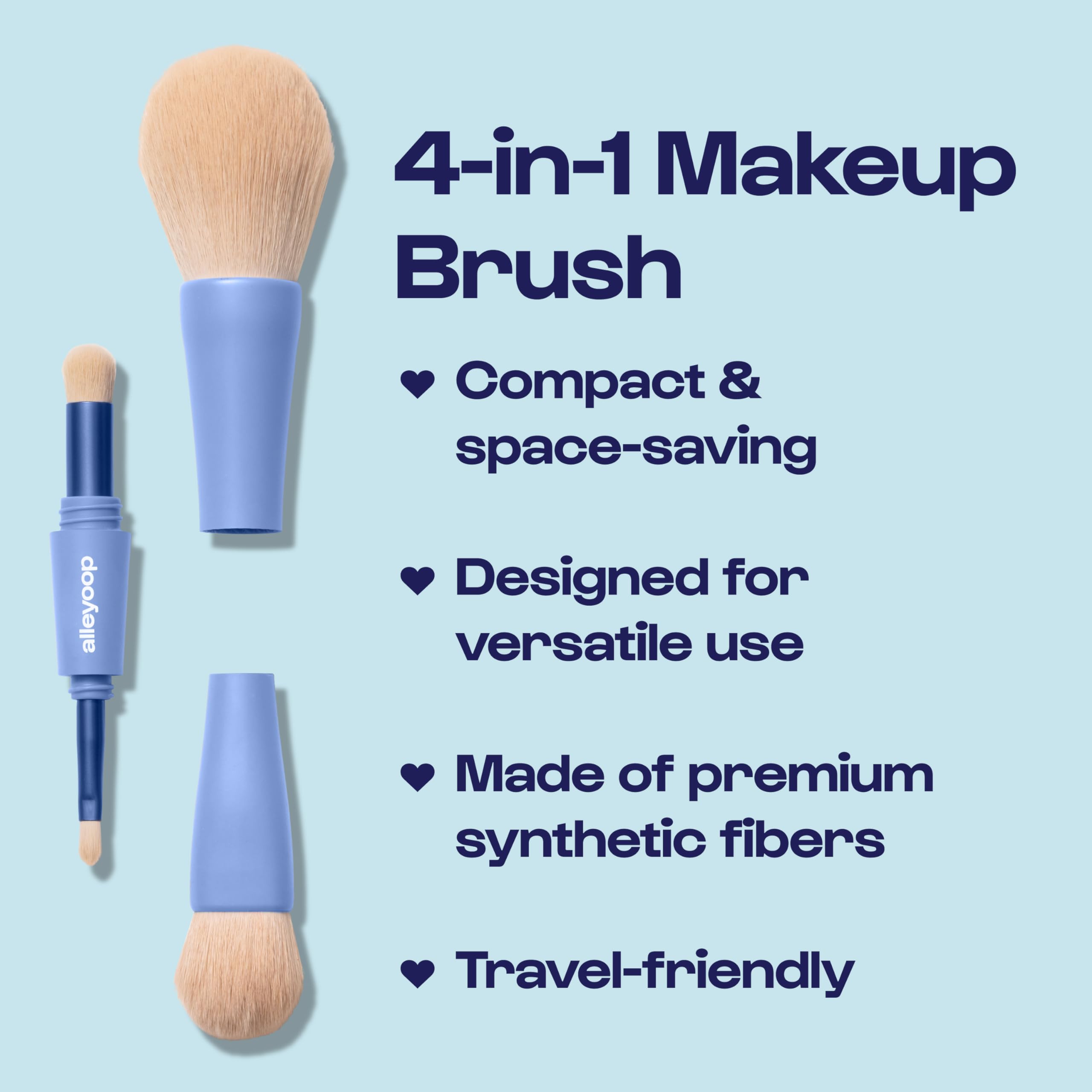 Alleyoop Overachiever 4-In-1 Makeup Brush - Powder Brush, Multi-Use Small Blending Brush, Precision Brush & Complexion Brush - V