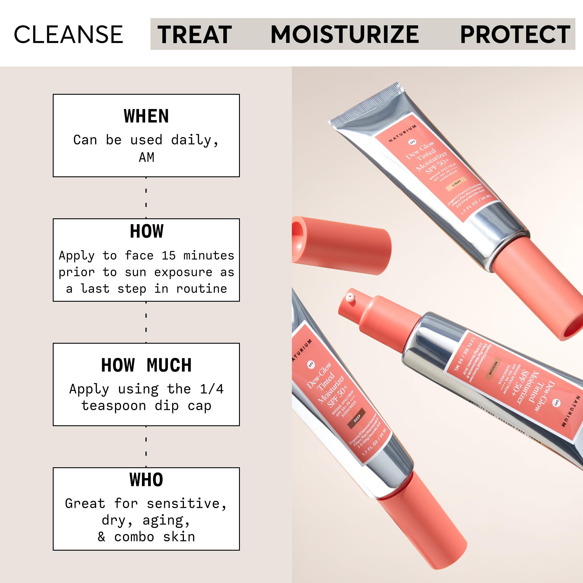 Naturium Dew-Glow Tinted Moisturizer Spf 50+ Light, Daily Moisturizing Sunscreen & Face Primer With Tint, Skin Protector With De