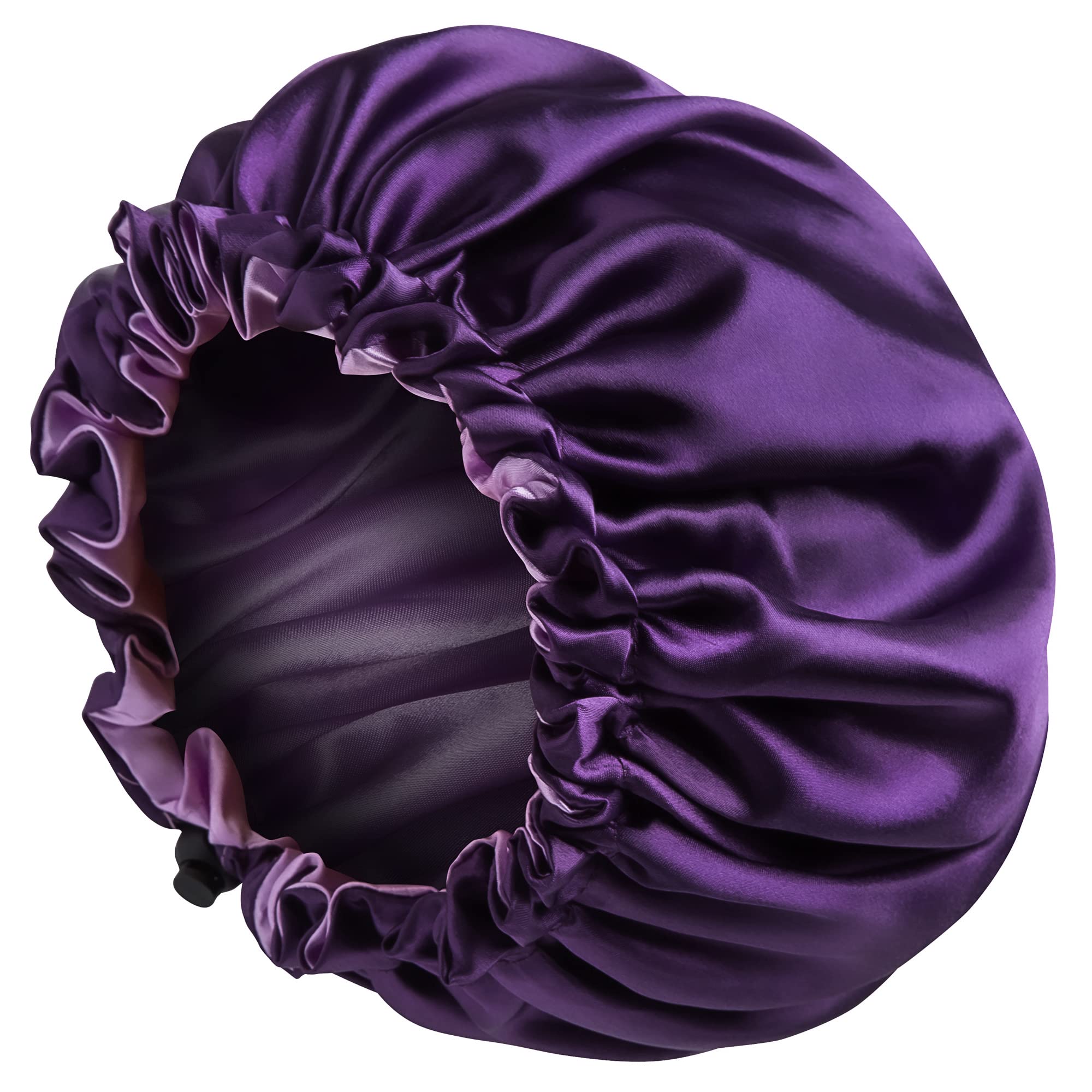 Satin Bonnet Silk Bonnet for Curly Hair Bonnet Braid Bonnet for Sleeping Bonnets for Women Large Double-Layer Adjustable Purple