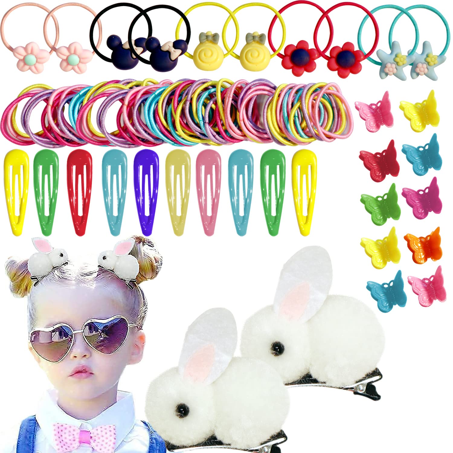 YANRONG Elastic Hair Ties and Scrunchies Set - Ponytail Holders, Hair Ropes for Girls, Women, Babies and Kids (82PCS)