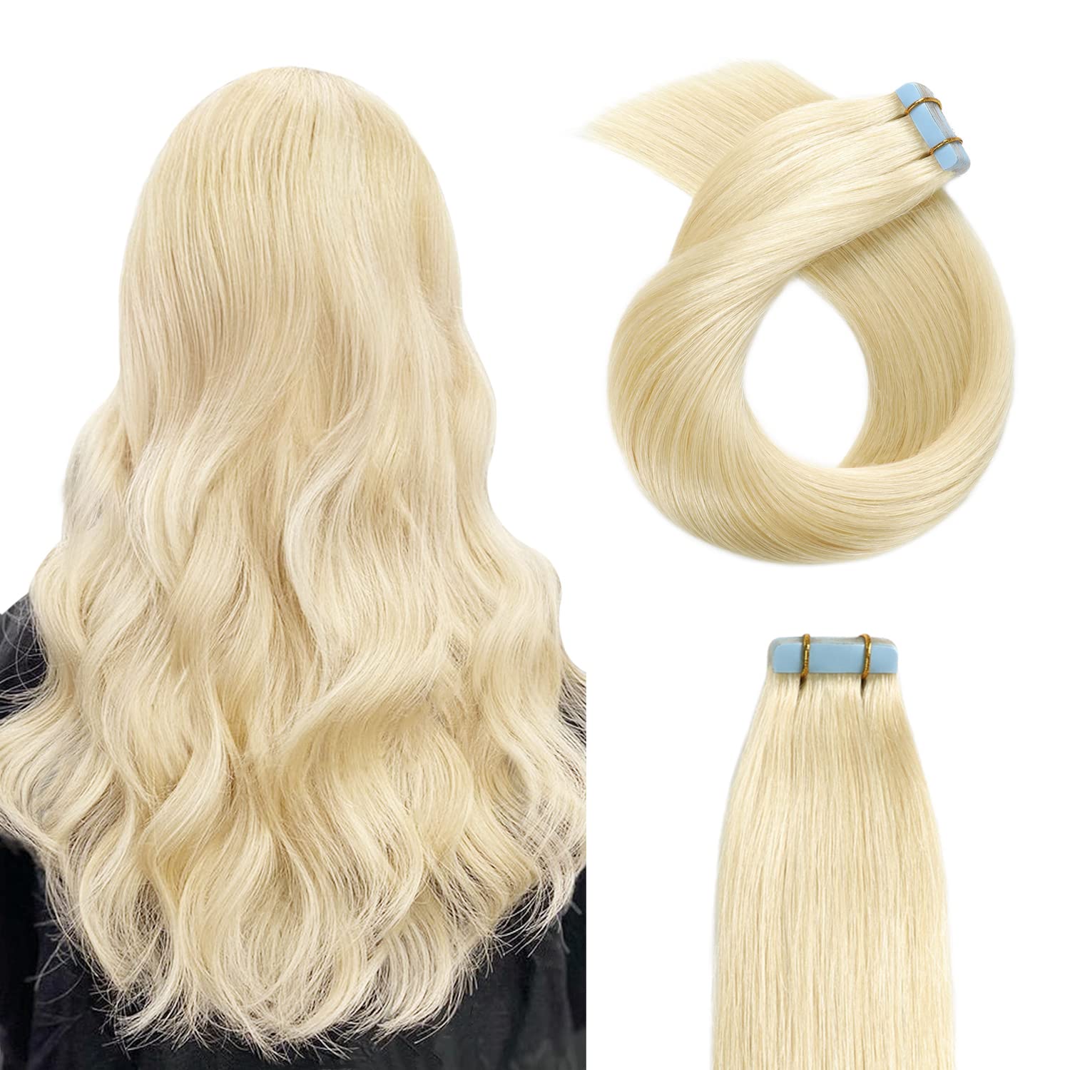 Tape In Hair Extensions Real Human Hair 60 Platinum Blonde Tape In Hair Extensions Human Hair 16 Inch Invisible Tape In Extensio