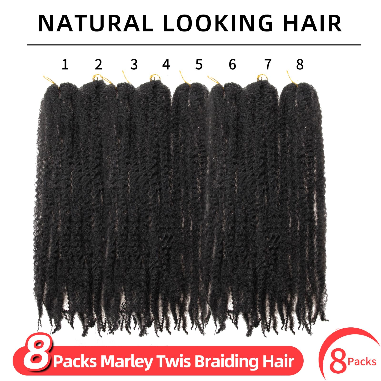 Marley Twist Braiding Hair 18 Inch Marley Twist Hair 8 Packs Cuban Twist Hair Afro Kinky Crochet Hair Synthetic Marley Hair Exte