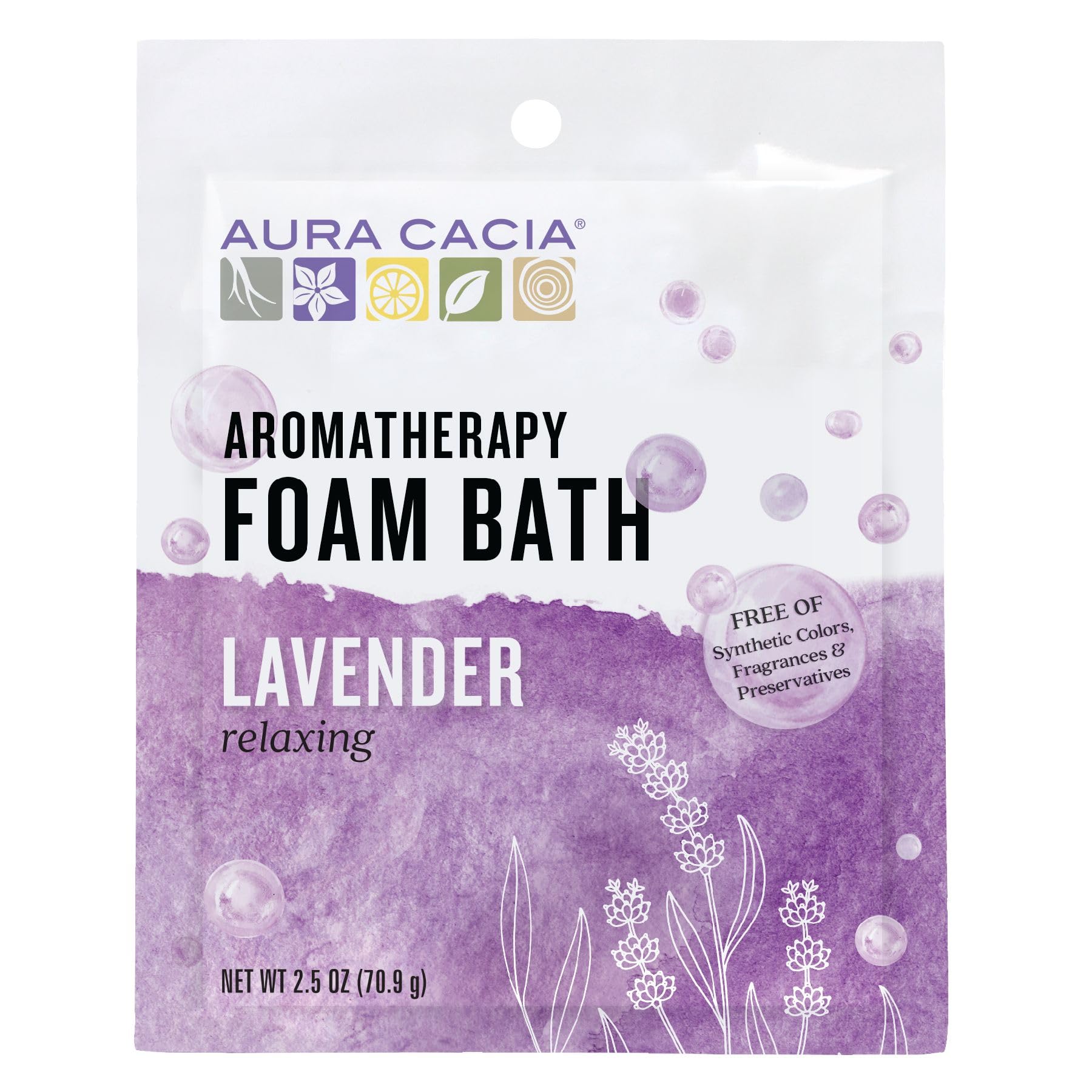 Aura Cacia Aromatherapy Foam Bath, Relaxing Lavender, 2.5 Ounce Packet (Pack Of 3)