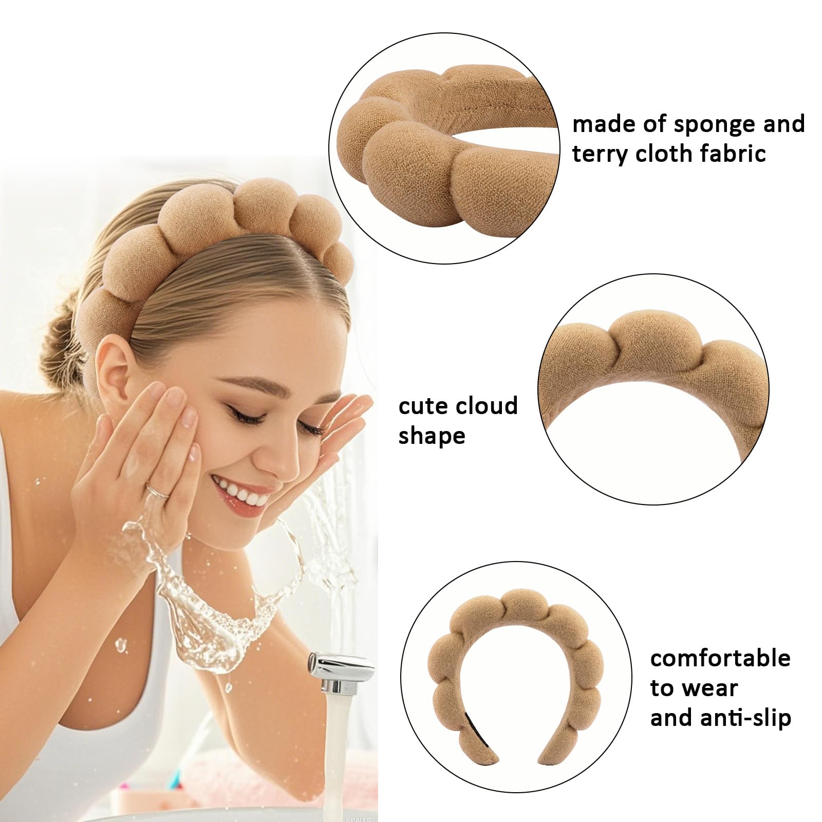 Canitor 4 PCS Spa Headband Gifts for Women Skincare Makeup Face Wash Skin Self Care Make Up Cute Preppy Teen Girl Trendy Stuff A