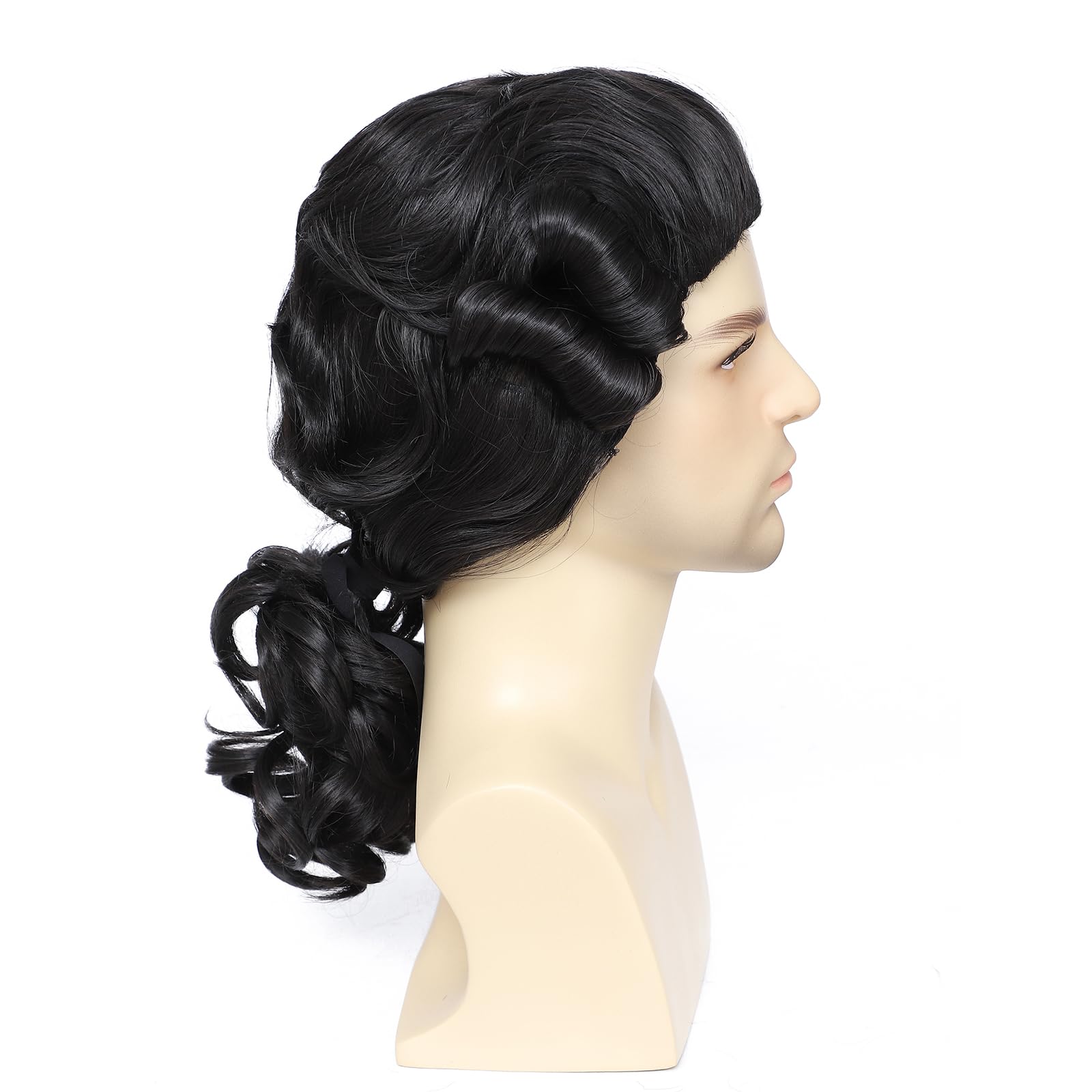 Traqur Judge Colonial Wig for Men White Funny Crazy Wigs Washington Halloween Costume Cosplay Party Wigs (Black)