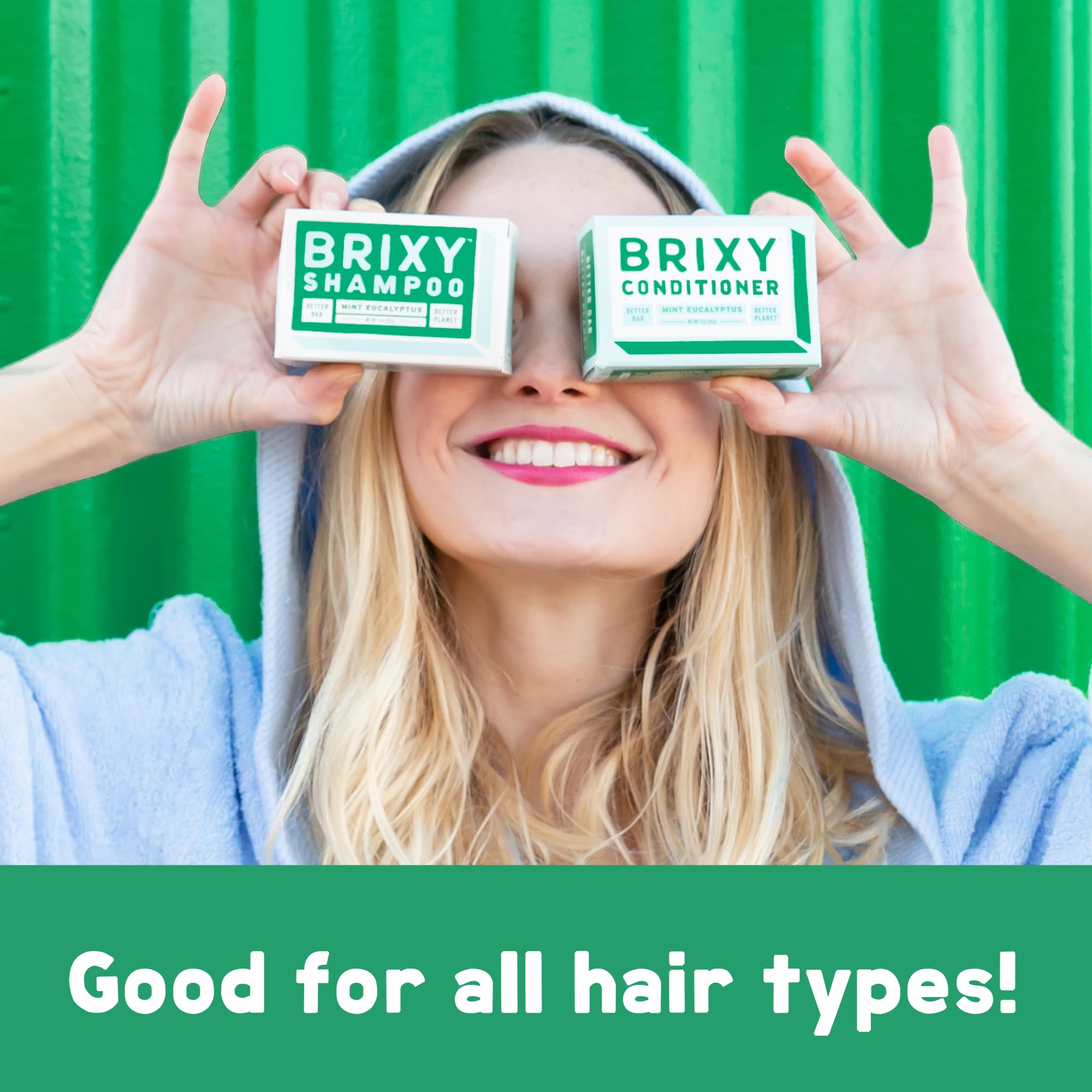 BRIXY Balancing Shampoo and Conditioner Bar Set with Moisturizing Body Wash Bar, Controls Oil & Hydrates Strands, Removes Build