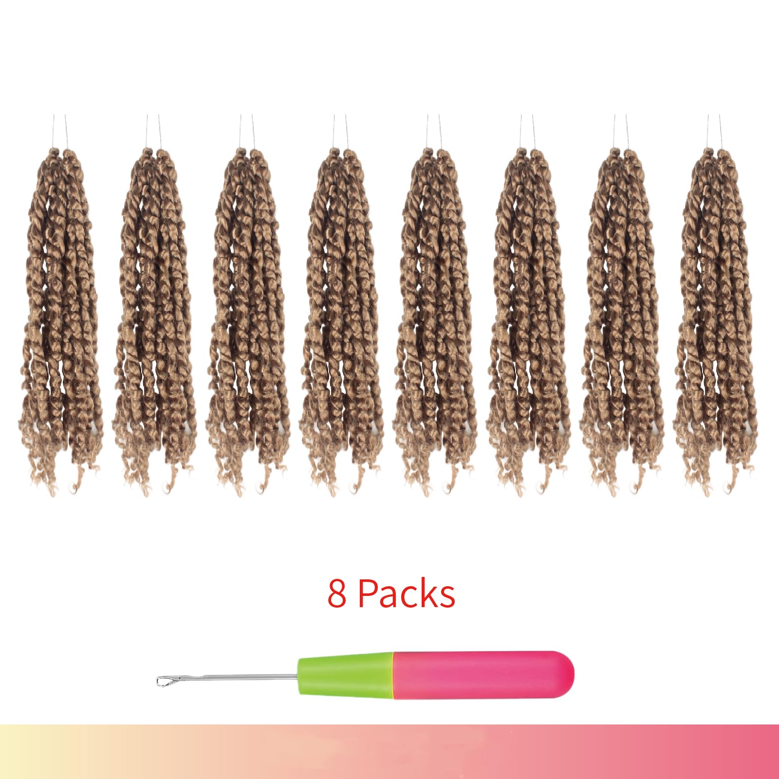 The BOHOBABE Crochet Passion Twist Hair Pretwisted 12 Inch Short Pre-looped Passion Twist Crochet Braiding Hair 8 Packs(27#)