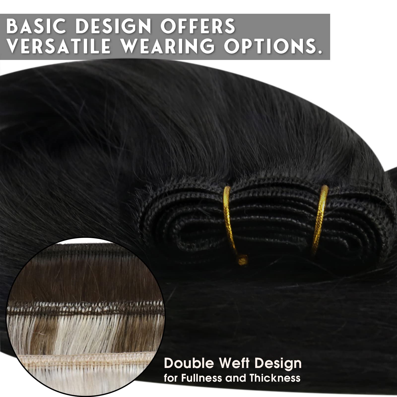 Sunny 120G Black Human Hair Extensions Sew In Black Weft Hair Extensions Human Hair Jet Black Sew In Extensions Hair Bundle Sew