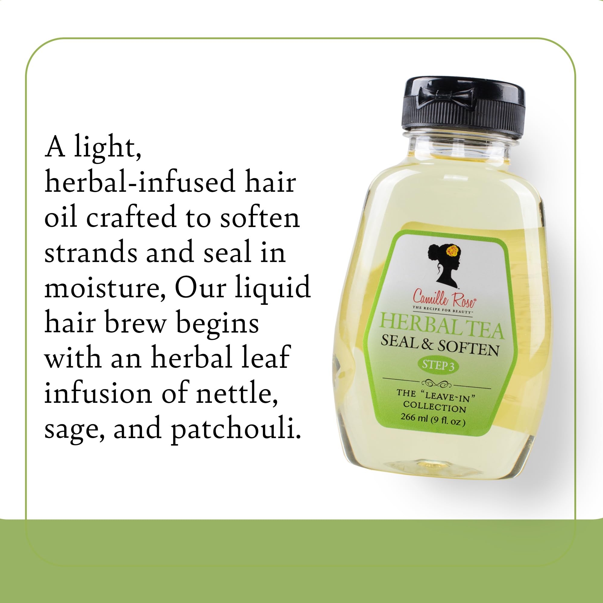 Camille Rose Herbal Tea leave in Hair Oil, with Jojoba and Lavender to Seal Moisture and Soften Strands, for all Hair Types, 9 f
