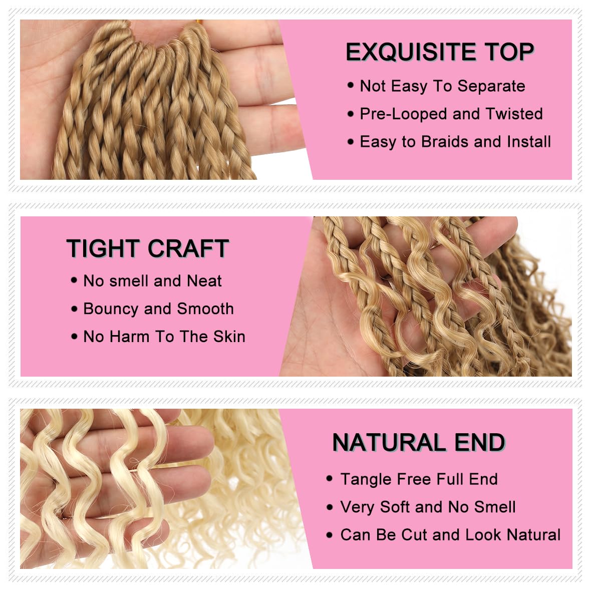 Cookoo 8 Packs Goddess Box Braids Crochet Hair For Women 14 Inch 3X Synthetic Bohomian Hippie Box Braids Crochet Hair Pre Looped