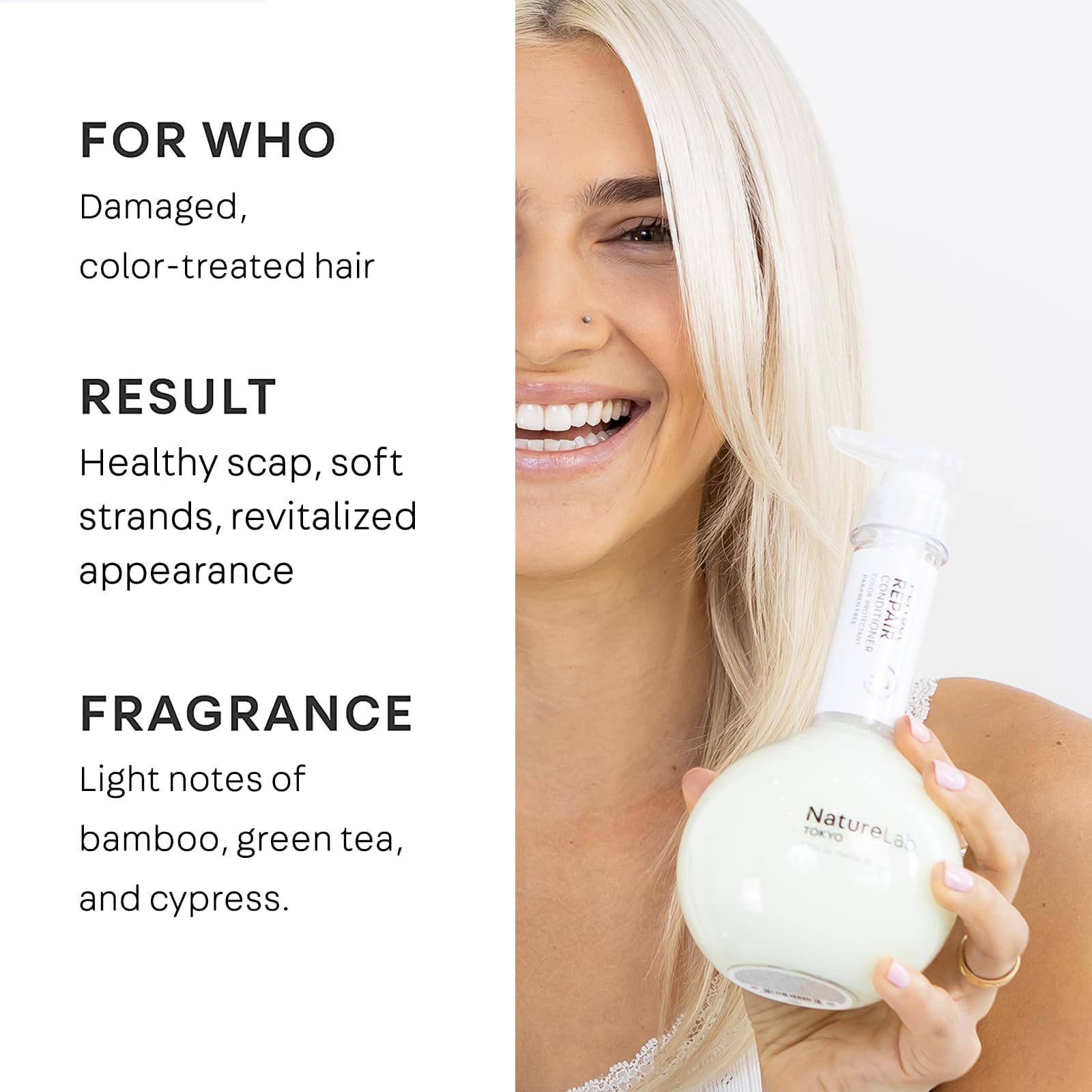 NatureLab Tokyo Perfect Repair Conditioner: Moisturizing Conditioner to Replenish and Restore Damaged, Color Treated Hair and St