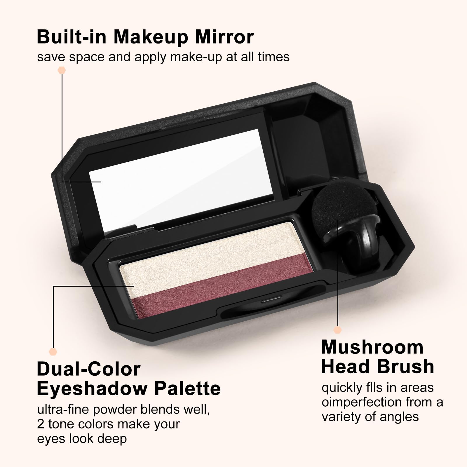 Boobeen 2 Color Eye Shadow, Portable Dual-Color Glitter Eyeshadow Palette Highly Pigmented Powder Eyeshadow Waterproof And Smoot