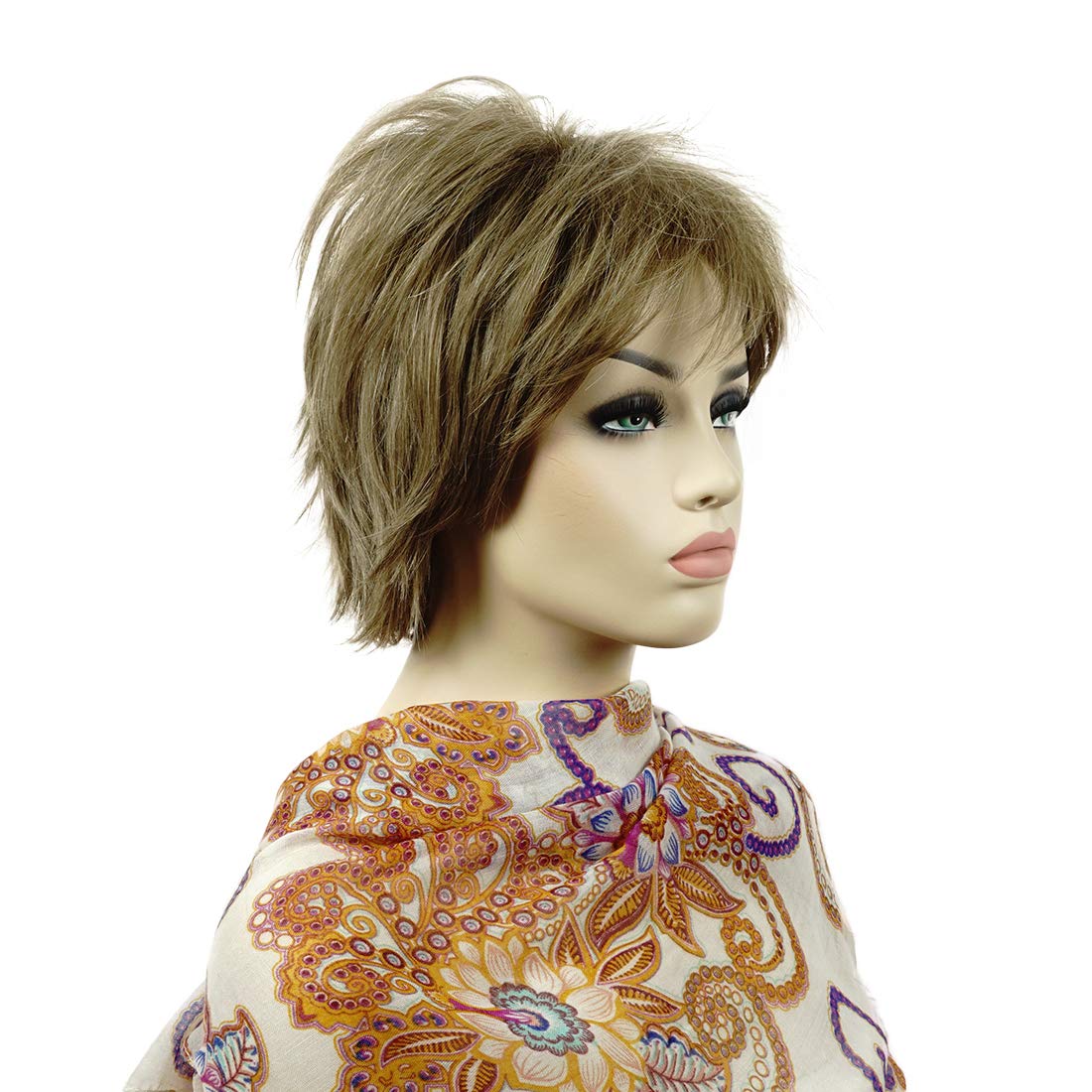 Lydell Short Layered Shaggy Full Synthetic Wigs (Light Golden Brown)