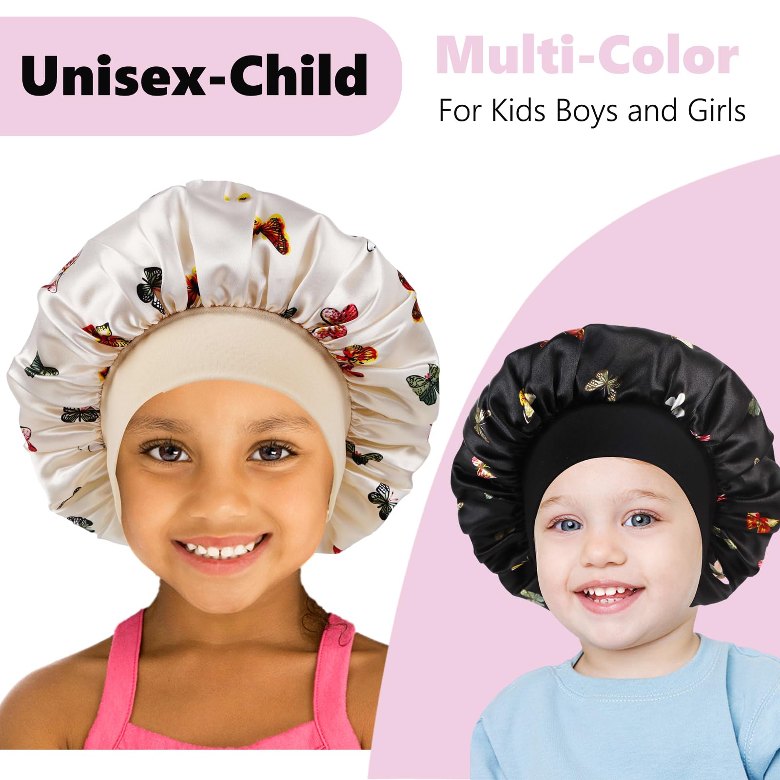 3 Pcs Bonnet For Kids,Silk Bonnet For Sleeping Kids,Kids Bonnet For Girls,Satin Toddler Bonnet For Sleeping
