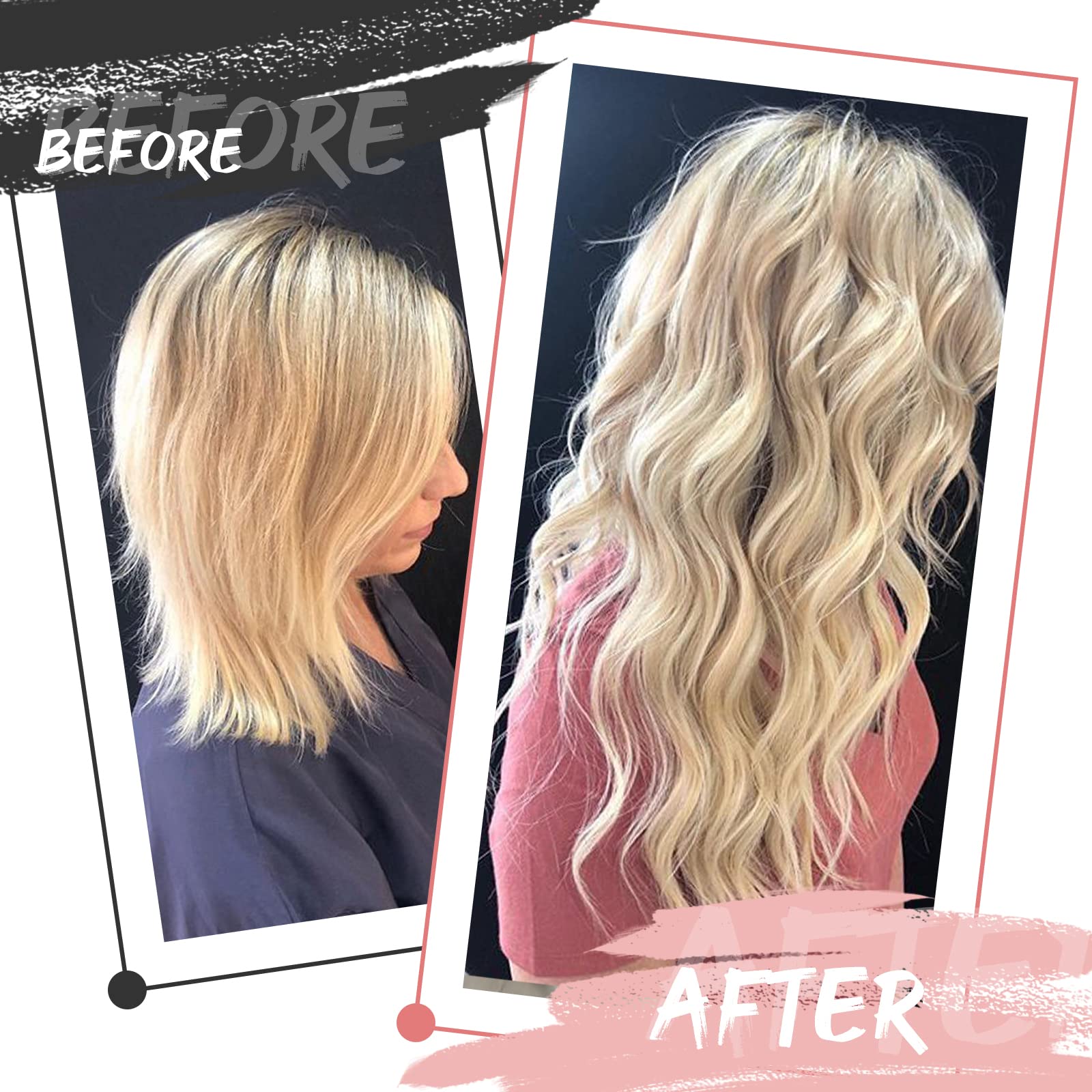 Fshine 18 Inch 1-#60 Platinum Blonde Weft Human Hair Extensions, 50G Real Human Hair, Women Hair Extensions, Remy Human Hair