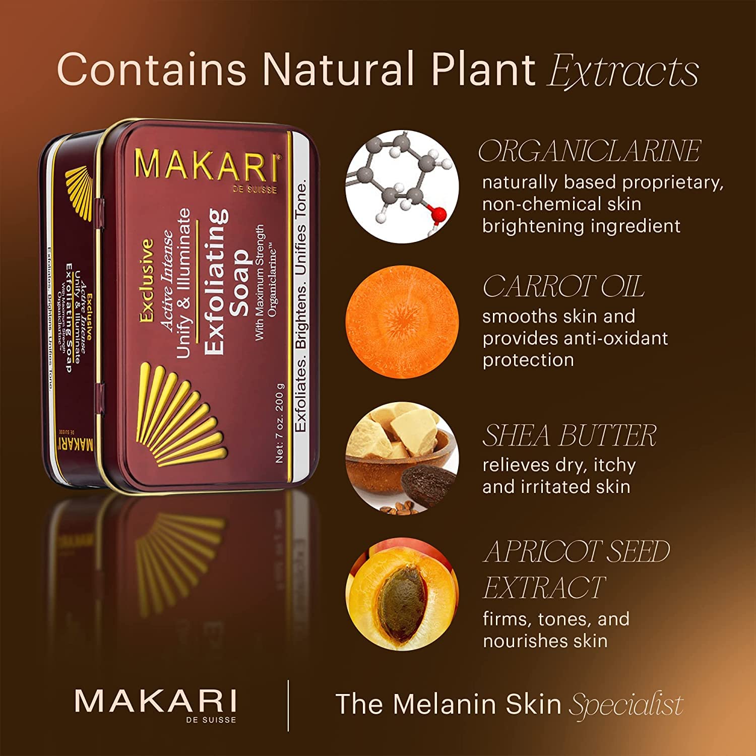 Makari Exclusive Active Intense Exfoliating Soap (7Oz) | Unify & Illuminate | Advanced Brightening Bar For Dark Spots And Blemis