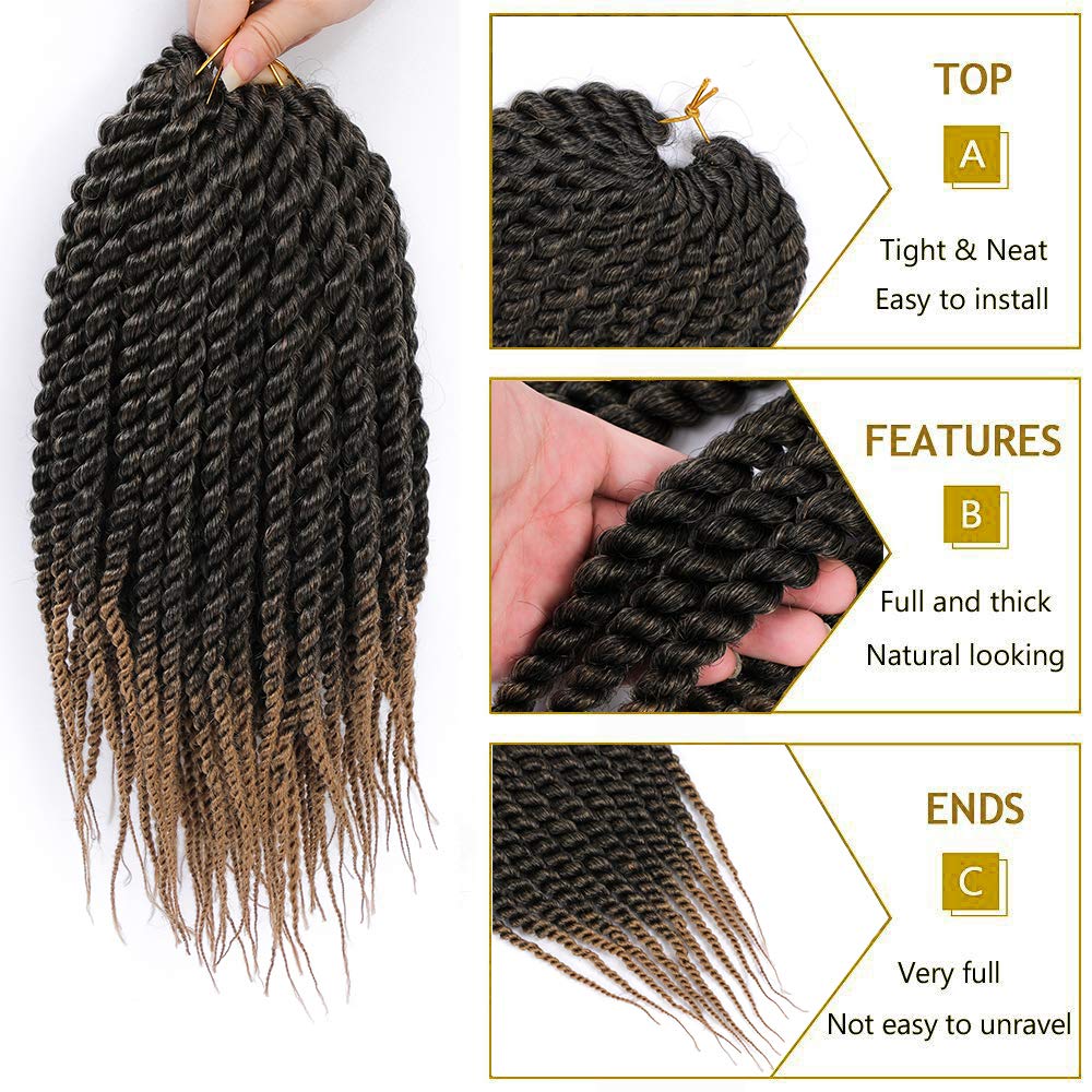 Havana Twist Crochet Hair 6 Packs 72 Strands 12 Inch Crochet Braids Senegalese Twist Crochet Hair Jumbo Havana Twist Crochet Bra