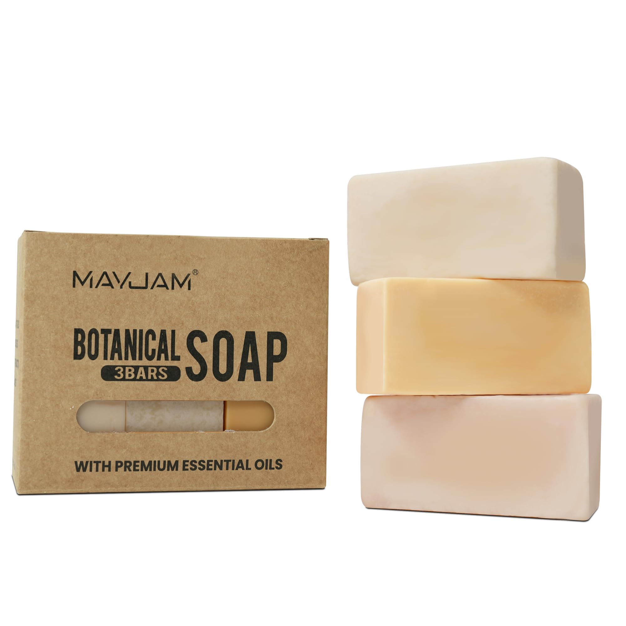 3 Pcs Clean Bar Soap With Vitamin E Olive, Natural Essential Soap Bar Gift Set For Body Face, Smooth Skin Bath Soap For All Skin