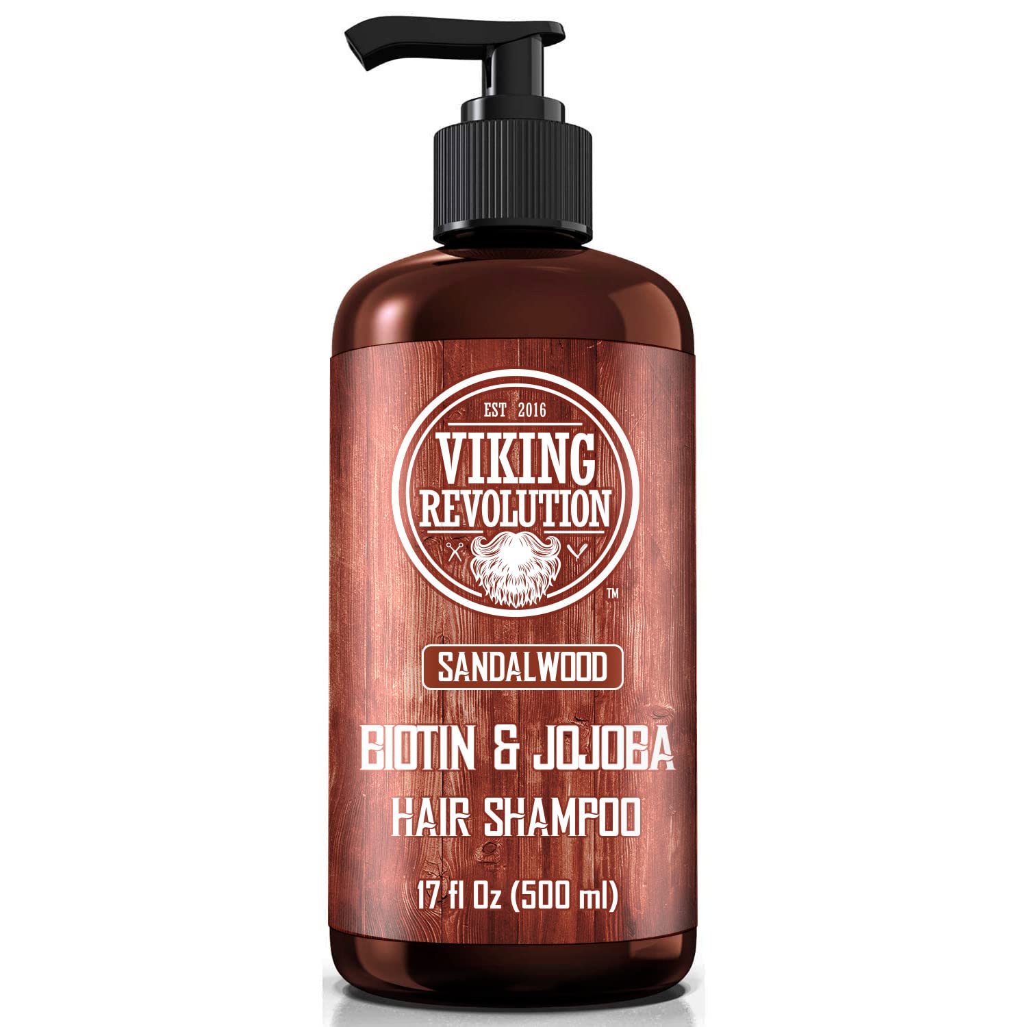 Viking Revolution Sandalwood Men's Shampoo with Biotin and Jojoba Oil - Men Shampoo Natural Hair Shampoo for Men with Vitamin B5