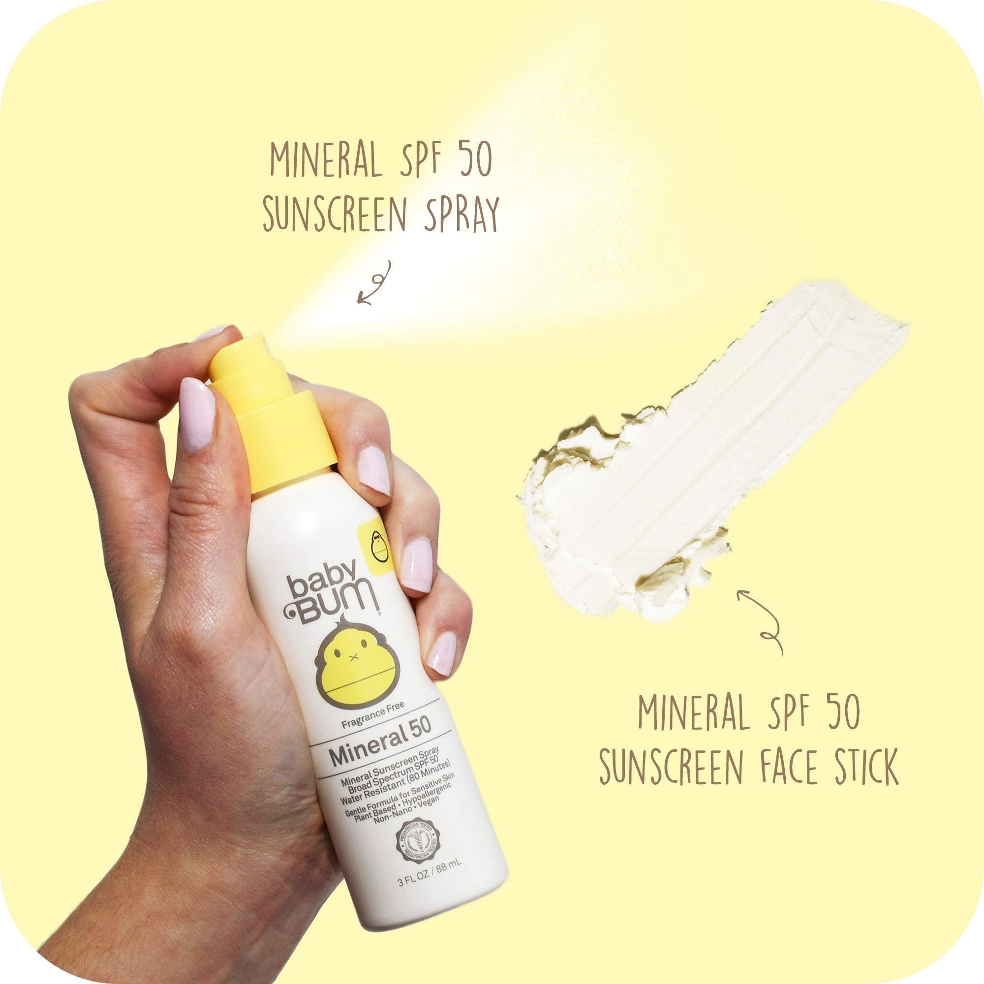 Sun Bum Baby Bum SPF 50 Sunscreen Spray & Face Stick | Mineral Uva/Uvb Face & Body Protection for Sensitive Skin | Fragrance Fre