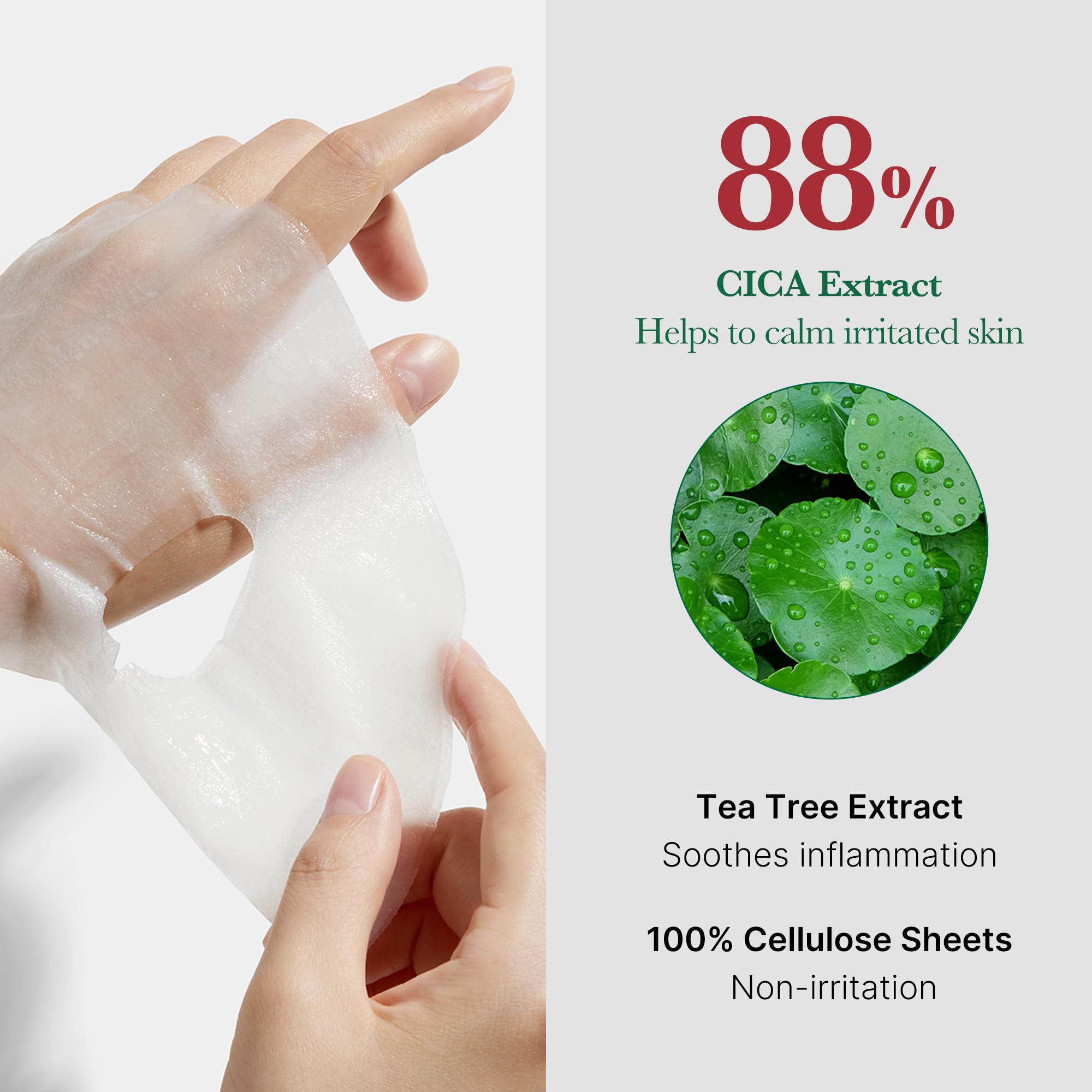 Medicube Super Cica Daily Quick Facial Masks (30 Sheets) - 60-Second Soothing & Hydrating Facial Mask With 88% Cica, Instant Coo