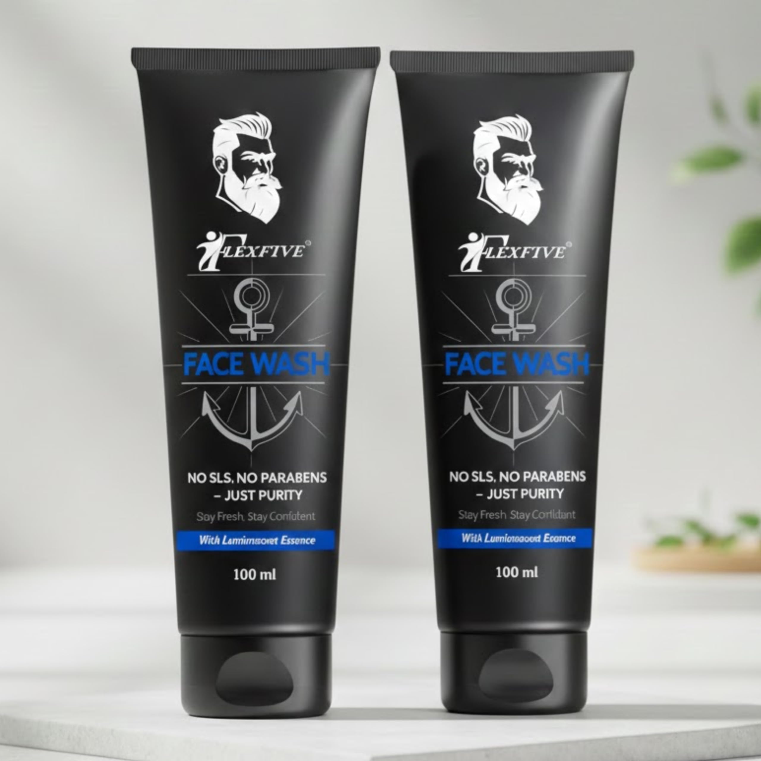Flexfive Men Face Wash 100Ml(Pack Of 2) Deep Cleansing Oil Control Formula | No Sls No Parabens | Brightening & Refreshing Daily