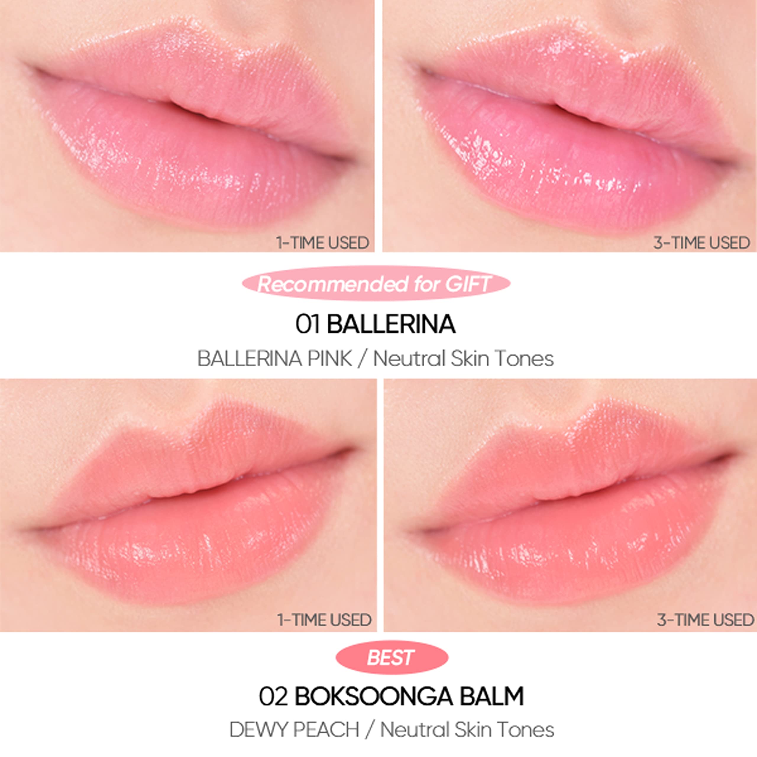 Amuse DEW BALM with Rich Moisture and Hydration Vegan Makeup Buildable Sheer color Tint (01 BALLERINA)