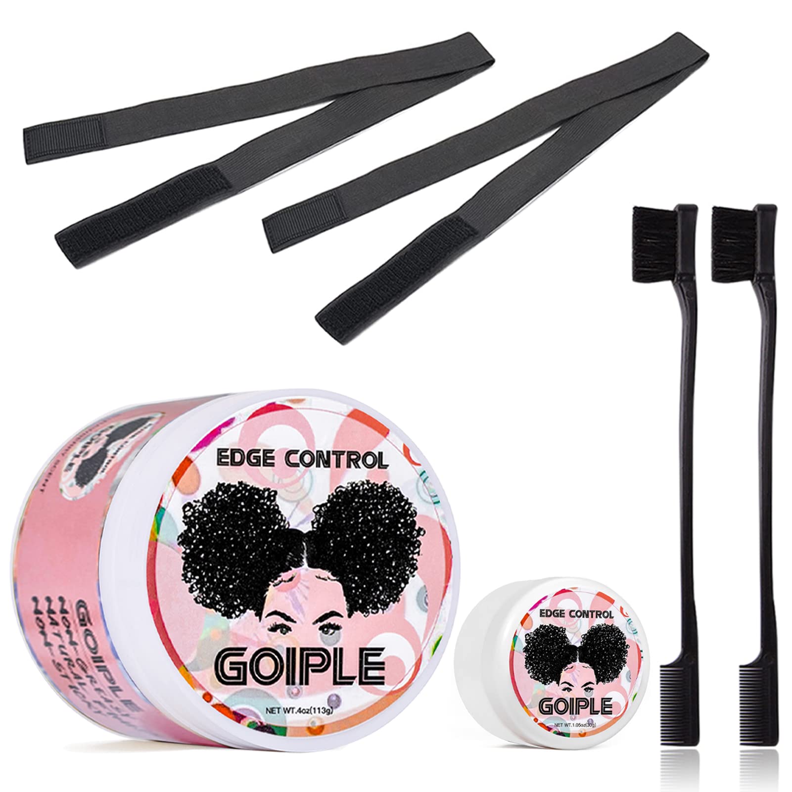 Goiple Edge Control Wax for Women Strong Hold Non-greasy Edge Smoother Strawberry Scent (4oz Edge Control + 0.7oz Travel Szie Ed