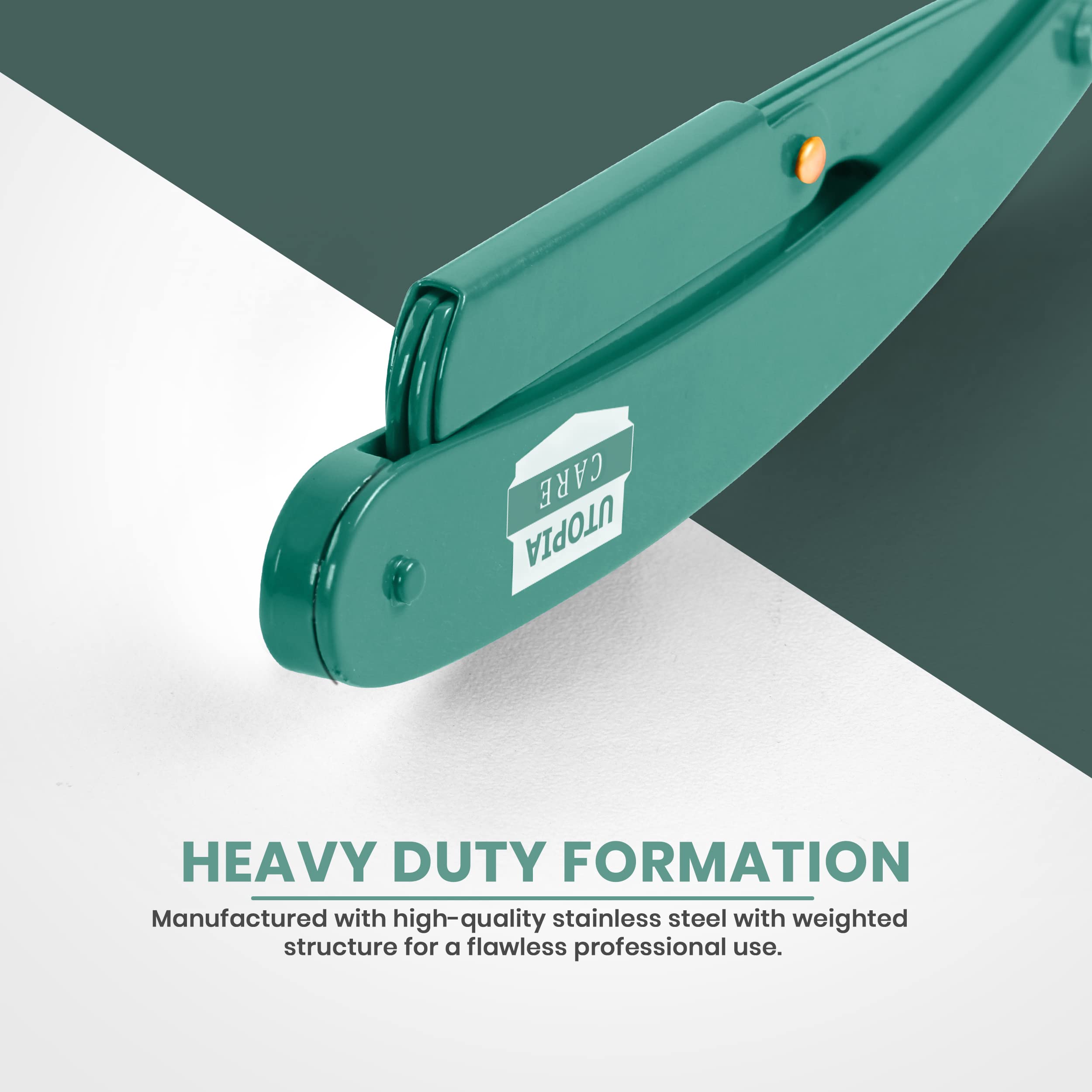 Utopia Care Professional Barber Straight Edge Razor Safety With 100-Pack Derby Blades - 100 Percent Stainless Steel - (Mint)