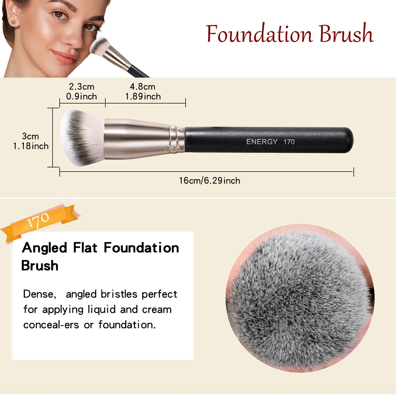 Energy Makeup Brushes Foundation Brushes For Liquid Makeup Professional Kabuki Foundation Brush Concealer Brush Under Eye Nose C