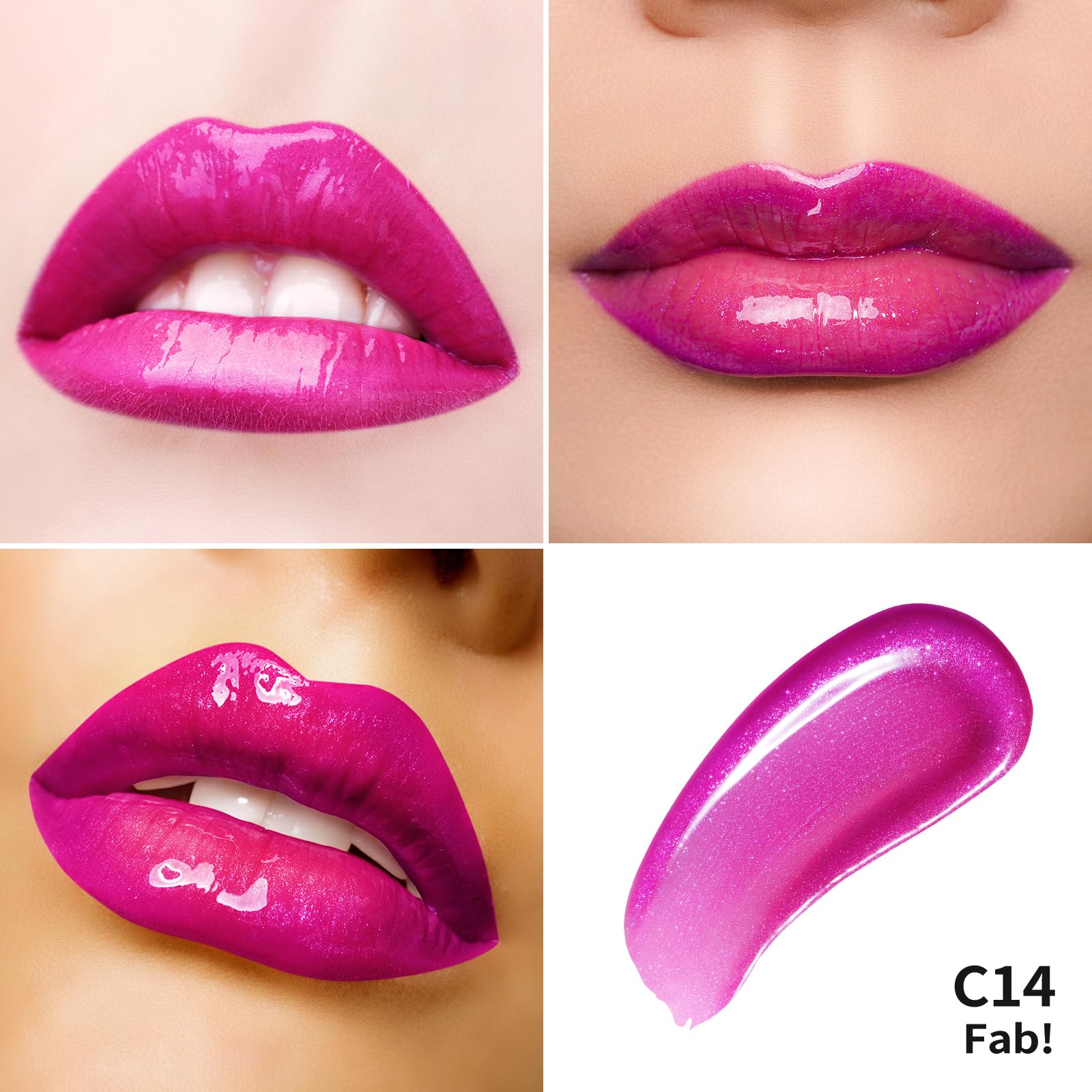 Oulac Purple Lip Gloss High-Shine Moisturizing Lip Gloss Oil Liquid Lipstick Non-Stick Cup Glitter Lipstick Lip Tint Reduce Fine