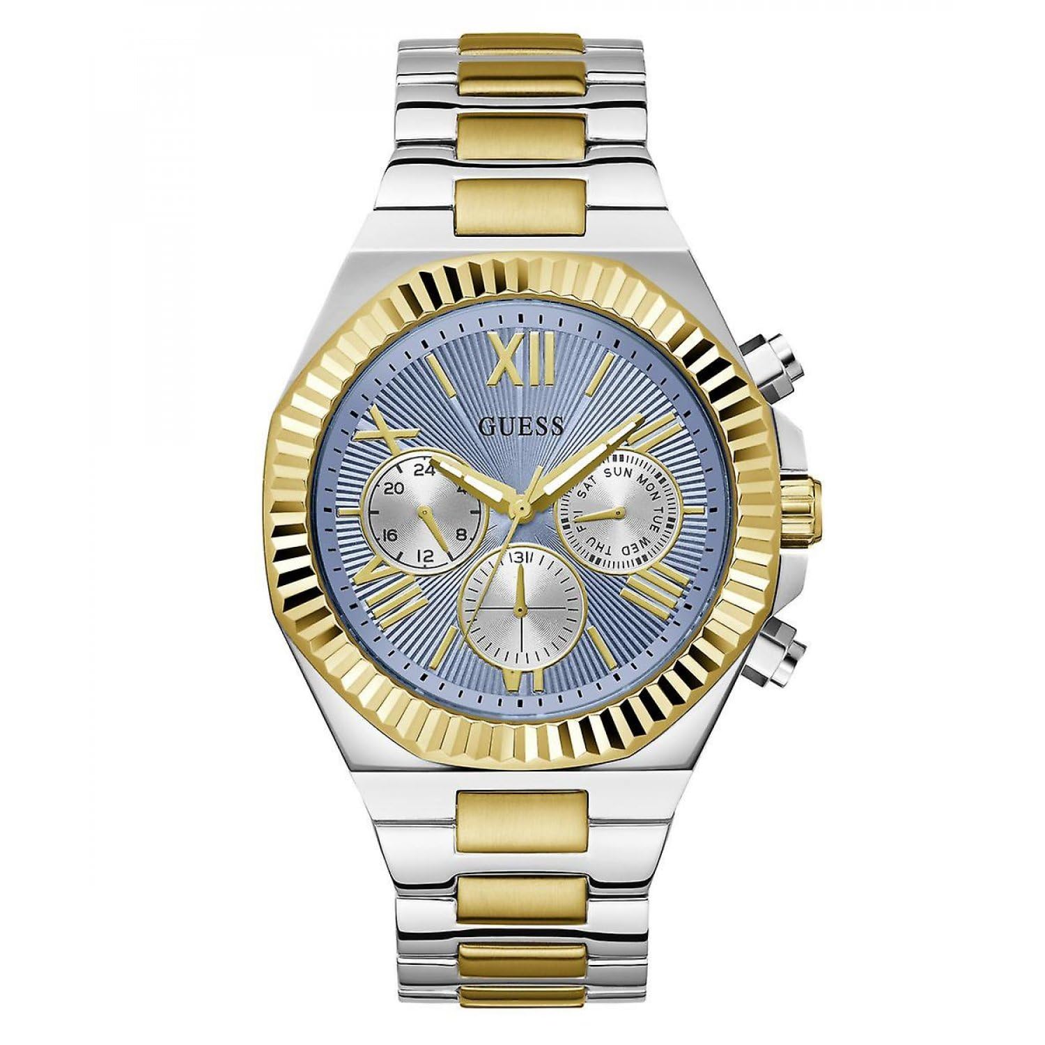 Guess Analog Blue Dial MenS Stainless Steel Two Tone Band WatchGw0703G3