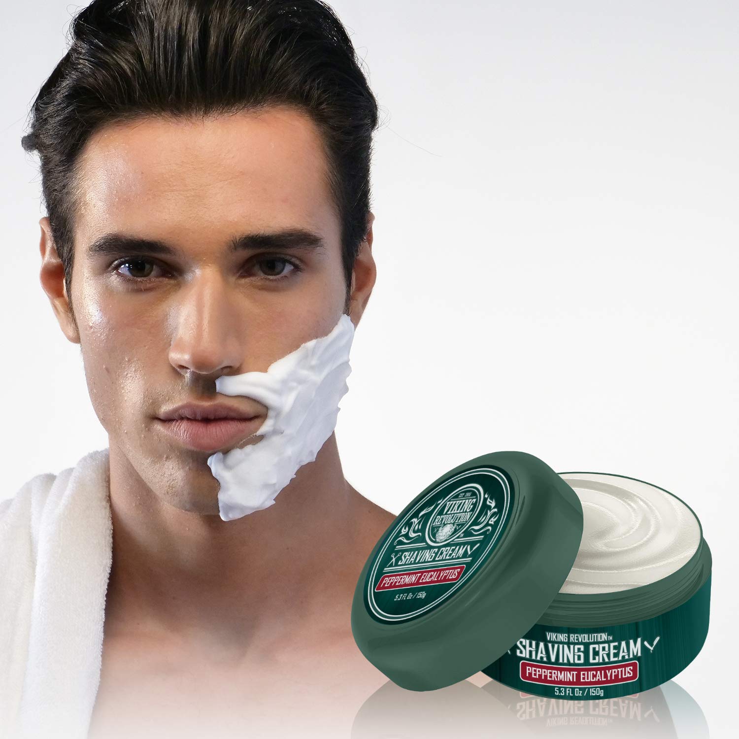 Luxury Shaving Cream Peppermint & Eucalyptus Scent - Soft, Smooth & Silky Shaving Soap - Rich Lather For The Smoothest Shave - 5