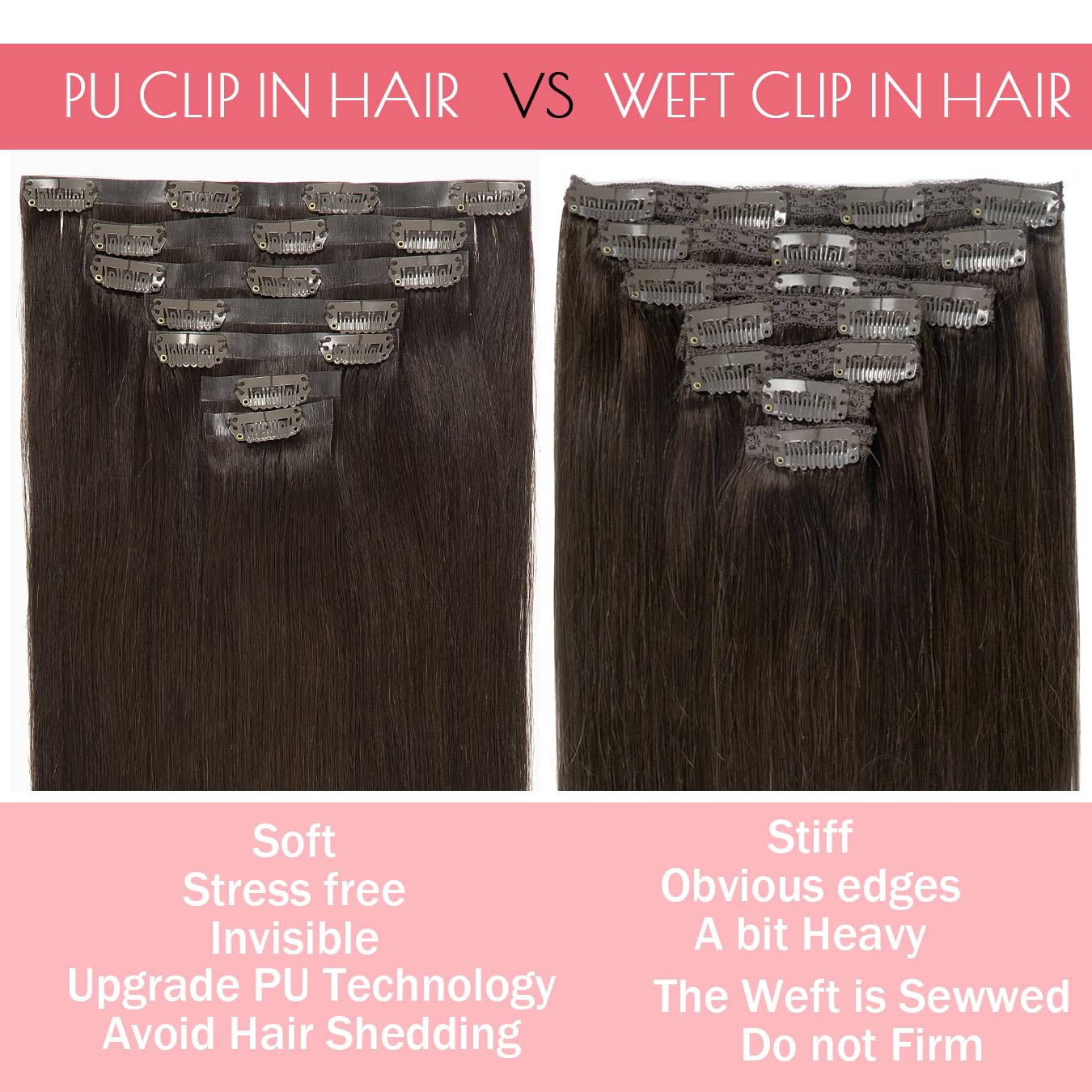 Loxxy 18Inch Glam Seamless Clip In Hair Extensions Human Hair Darkest Brown Invisible Clip In With Pu Weft Natural Brown Hair Ex