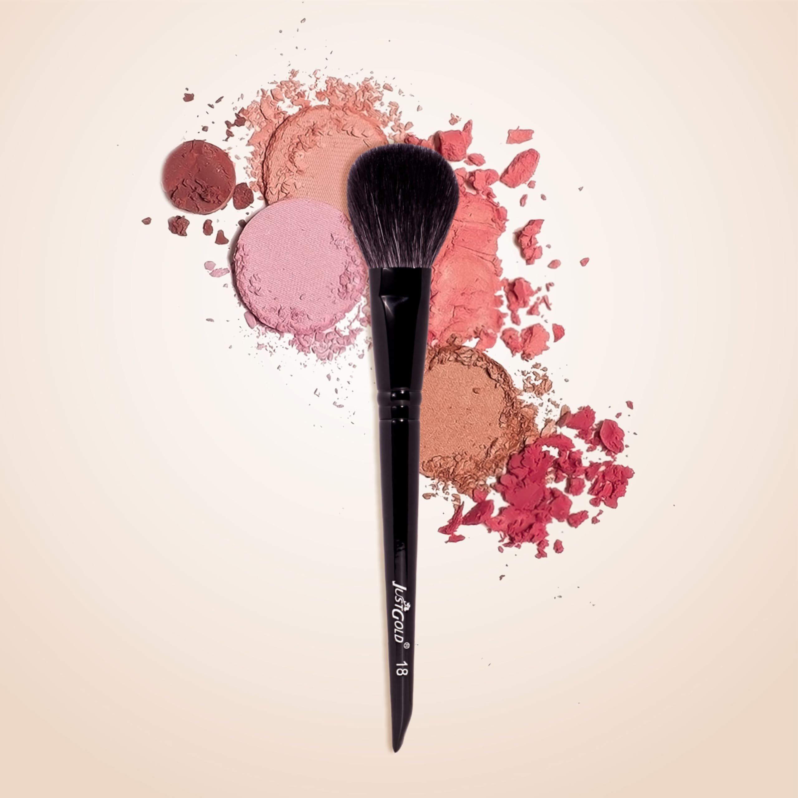 Justgold Professional Powder Brush With Ultra Soft Synthetic Bristle For Between Under Eye And Blush #18
