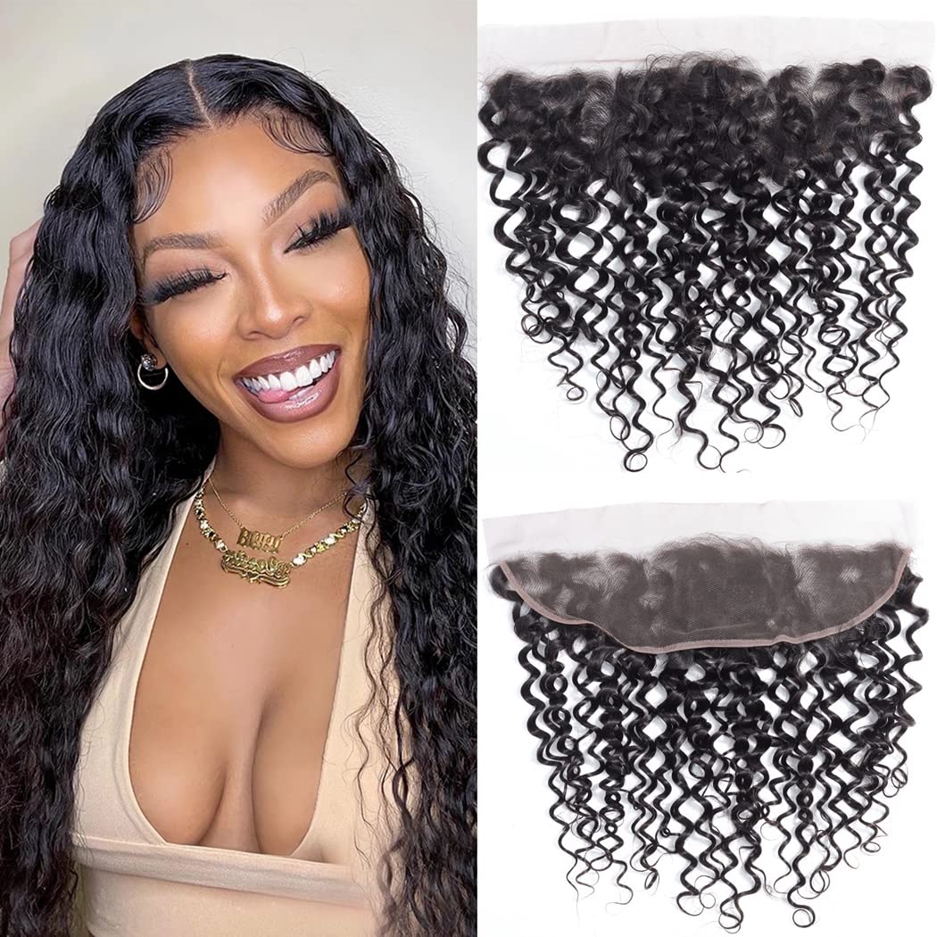 Odir 18 Inch Water Wave 13X4 Lace Frontal Brazilian Curly Human Hair Hd Lace Closure 180% Density Unprocessed Wet And Wavy Curly
