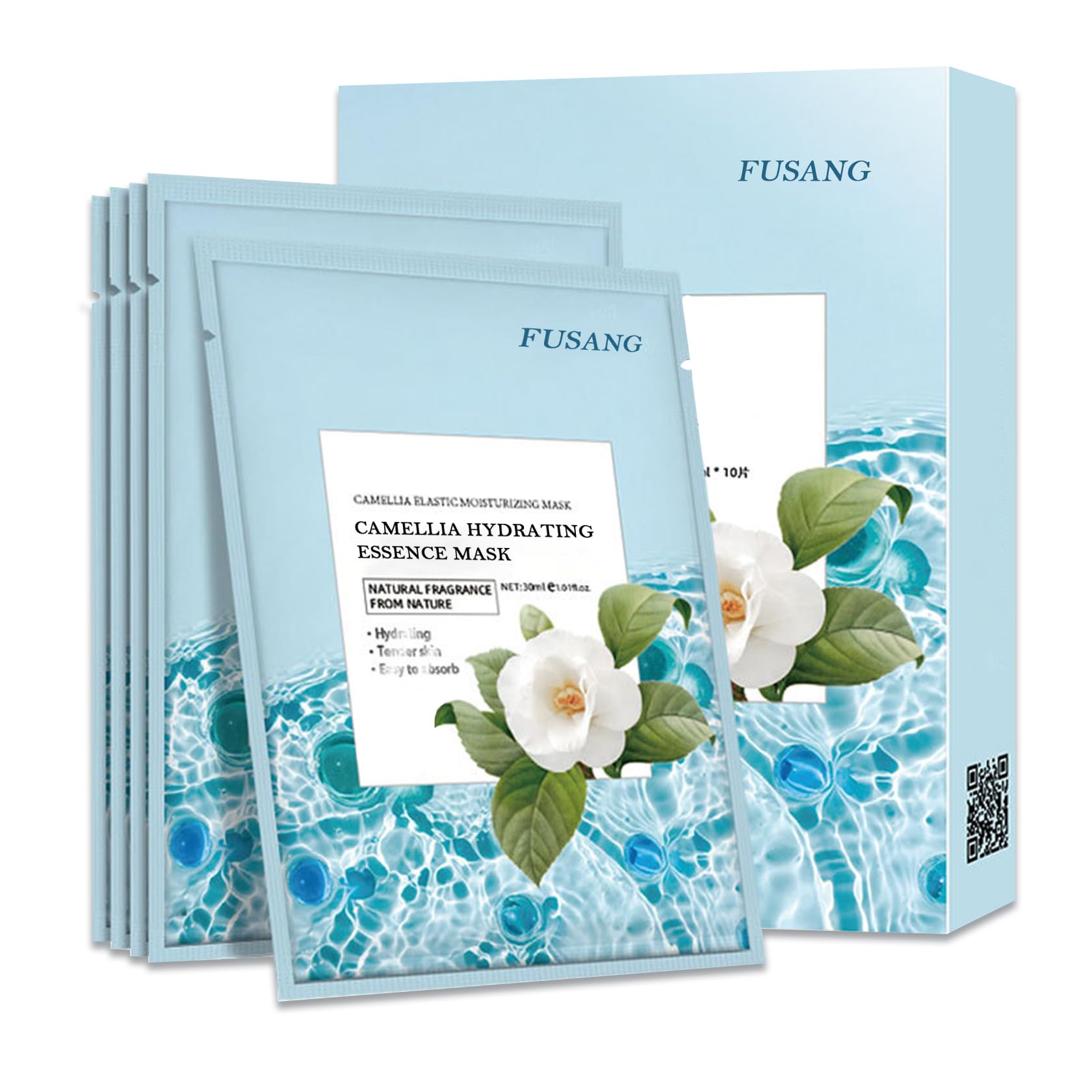 Camellia Soothing Face Mask Hydrating,Moisturizing Long Lasting Facial Sheet Mask for All Skin Types,Soft Camellia Masks for Dry