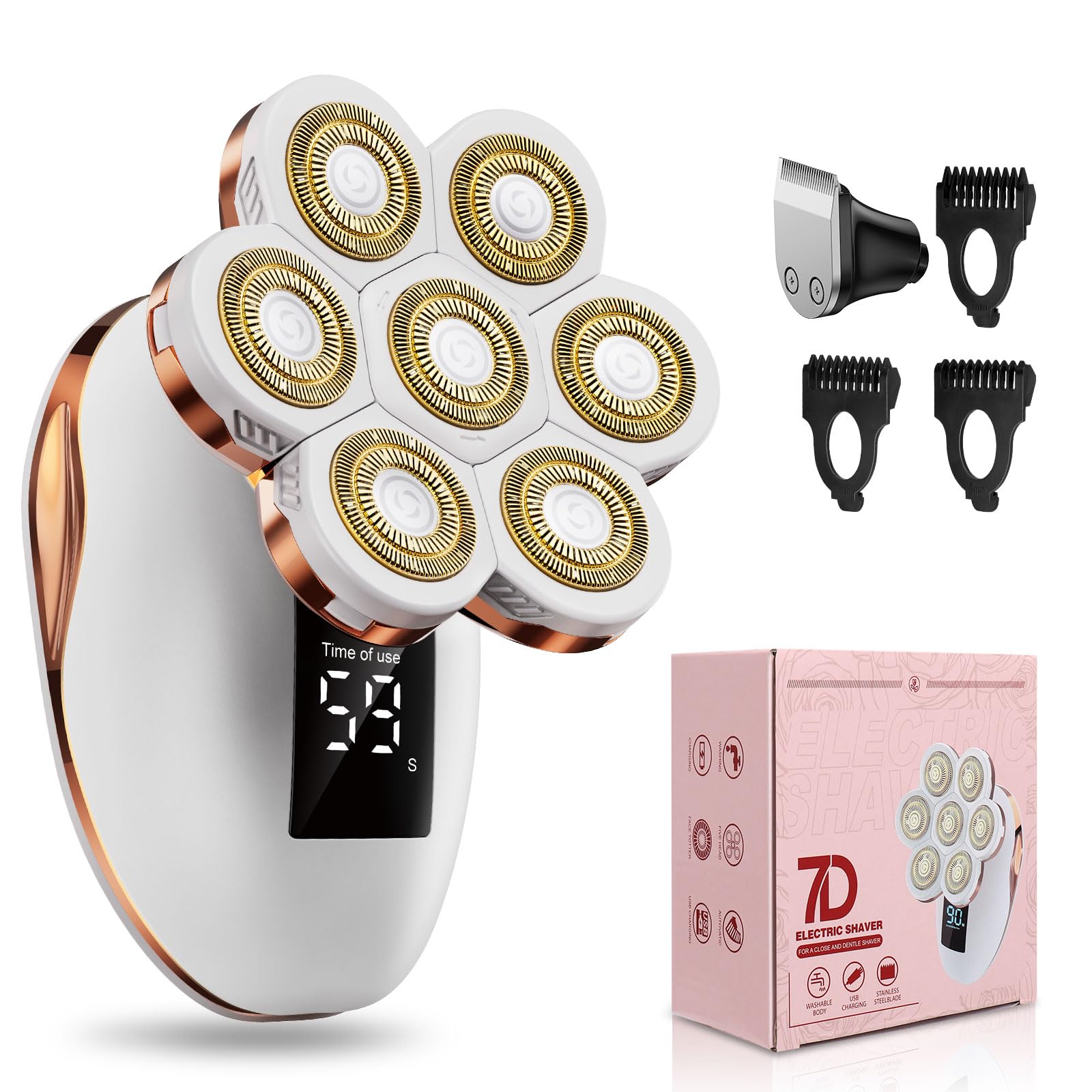 2-In-1 Electric Razors For Women, Wet/Dry 7D Rechargeable Rotary Shaver For Legs, Water Resistant Grooming Kit - Electric Razors