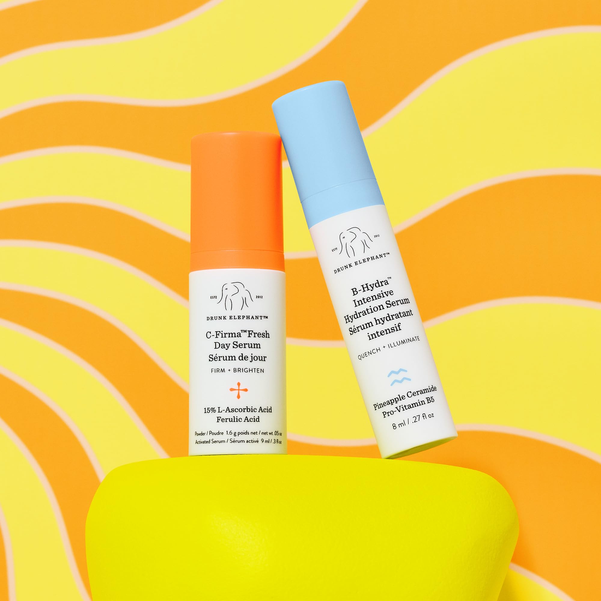 Drunk Elephant Hydra and The Bright - Includes C-Firma Fresh Day Serum (0.3 fl oz) & B-Hydra Intensive Hydration Serum (0.27 fl
