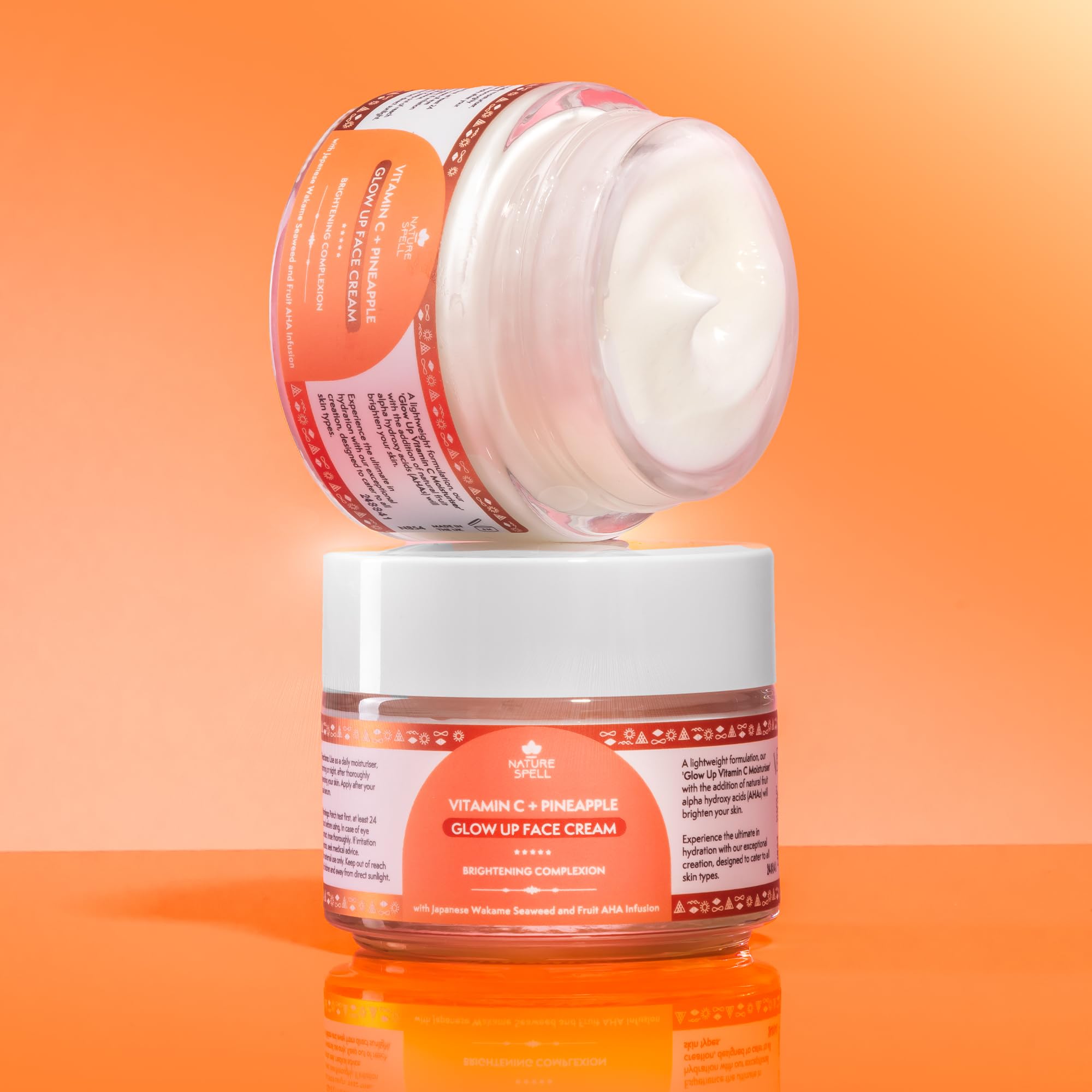 Nature Spell Vitamin C Face Cream Moisturiser 100 ml - Brightening Face Cream - Infused with Japanese Wakame Seaweed- Targets Da