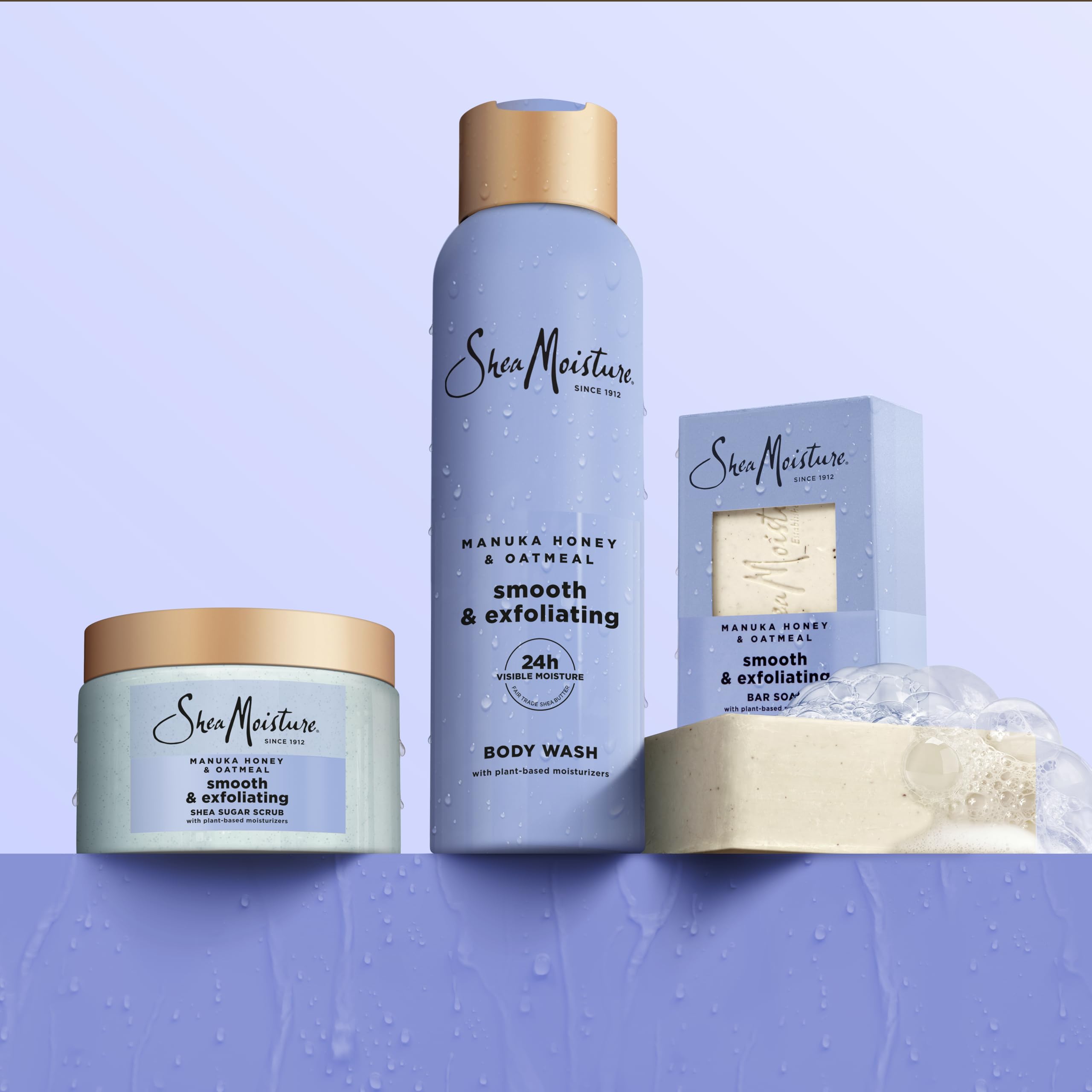 SheaMoisture Shea Sugar Body Scrub Manuka Honey Oatmeal for smooth & exfoliating Smooth and Exfoliating Body scrub with 24h shea