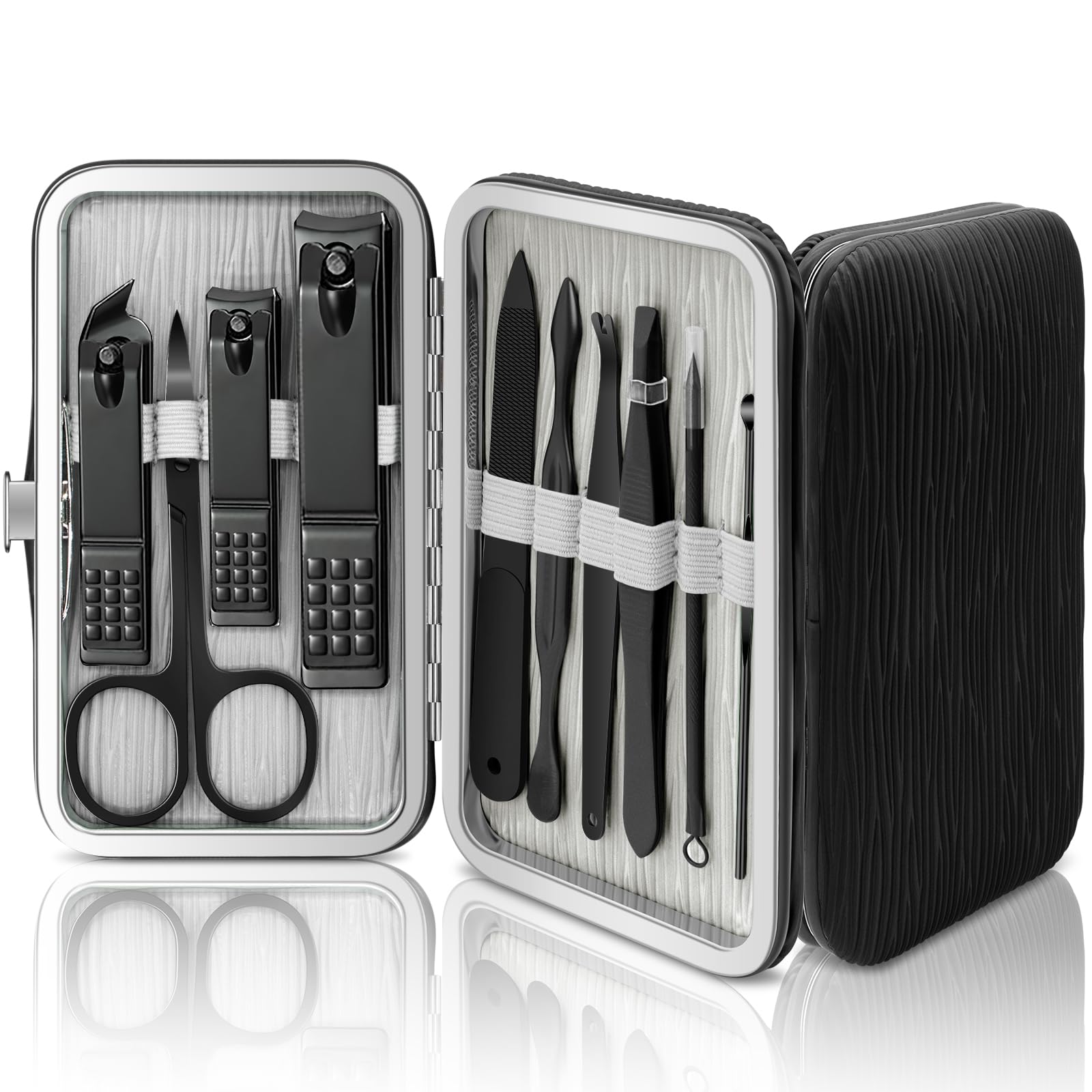 BLESWIN 10 in 1 Manicure Set, Professional Manicure Pedicure Kit for Women, Nail clipper Set for Men, Nail Care Kit with Leather