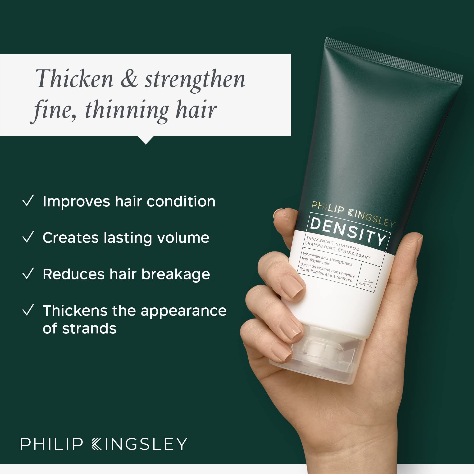 Philip Kingsley Density Thickening Shampoo for Thinning Hair and Hair Loss, Fine, Fragile Thin Hair Thickener, Volumizer, Streng